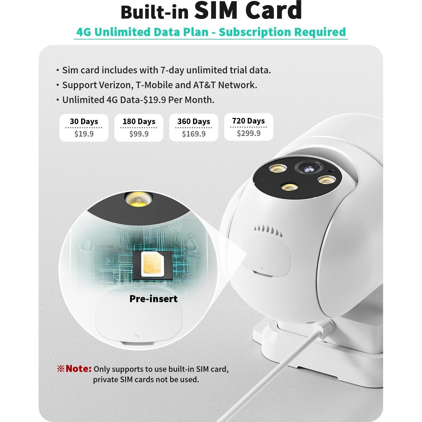 Cámara de Seguridad Celular LIWAN 4G LTE Blanca 2K 24/7