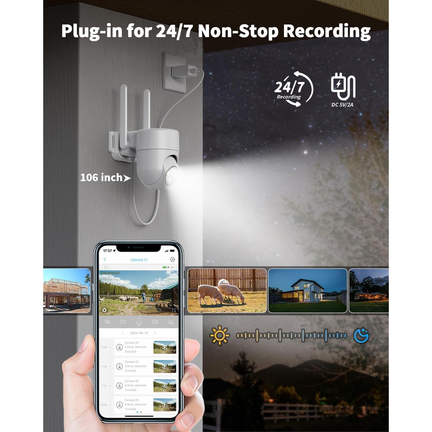Cámara de Seguridad Celular LIWAN 4G LTE Blanca 2K 24/7