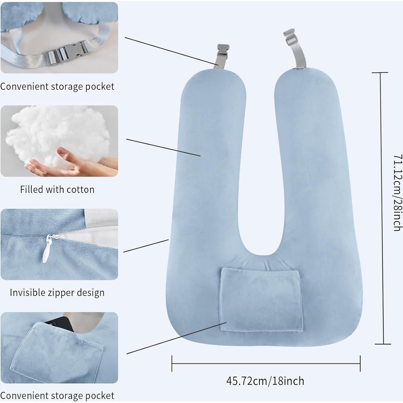 Almohada de Coche Cococu para Niños Azul, Soporte y Comodidad