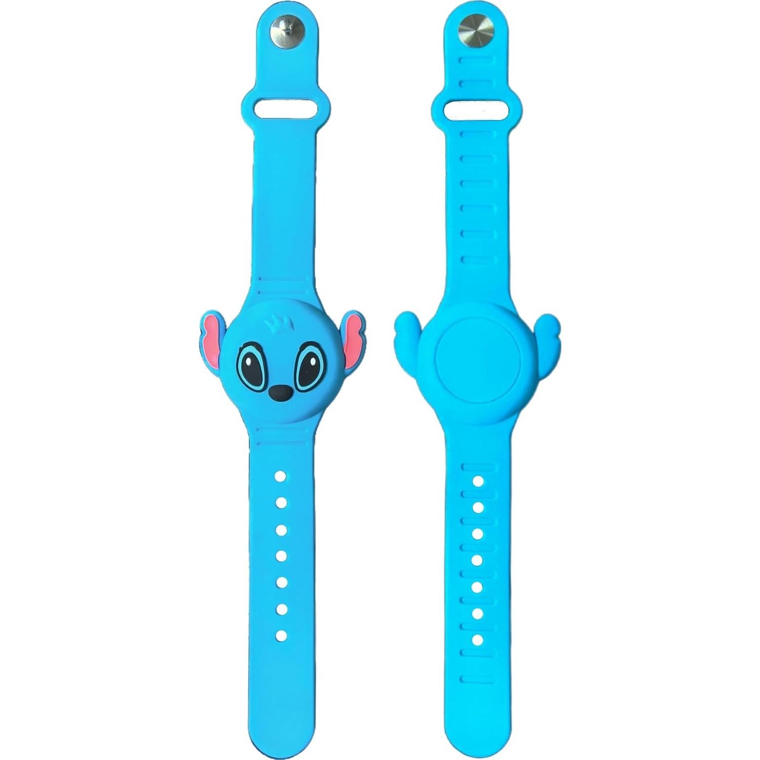 Compatible for AirTag Kids Bracelet, 3D Cute Kid ArTag Wristband Adjustable Hidden Watch Band AirT ag Holder for AirTg, Soft Silicone Waterproof ArTag Case for Kids (Blue)