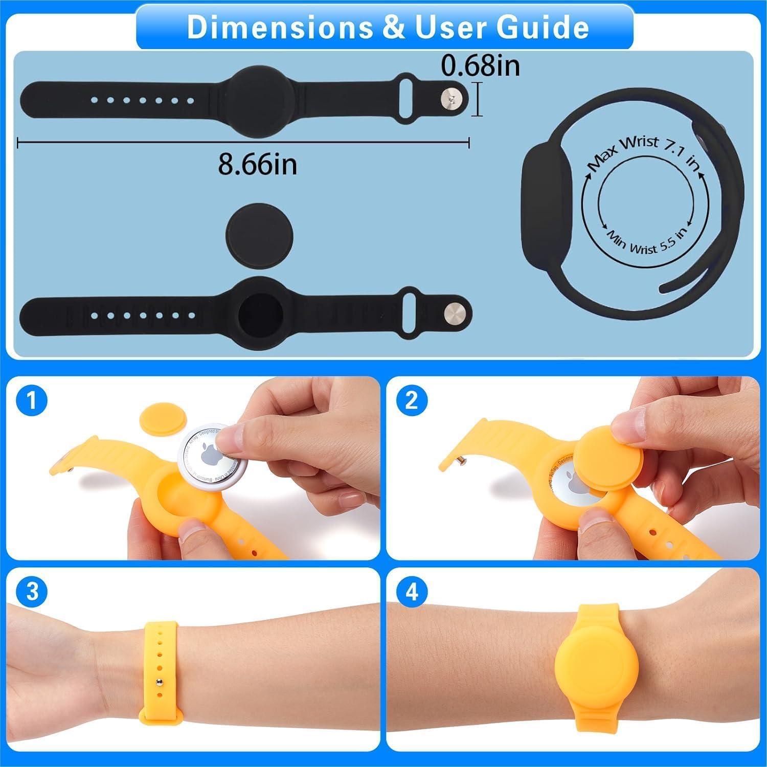 Compatible for AirTag Kids Bracelet, 3D Cute Kid ArTag Wristband Adjustable Hidden Watch Band AirT ag Holder for AirTg, Soft Silicone Waterproof ArTag Case for Kids (Blue)