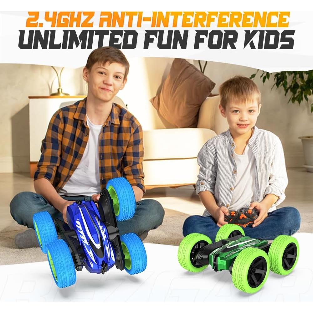 BEZGAR Remote Control Car - Upgraded Dual-Motor Type-C Direct Charge RC Cars for Kids, 2.4Ghz Double-Sided Driving 360° Flips Rotating All Terrain RC Stunt Car, Toys Birthday Gifts for Boys & Girls