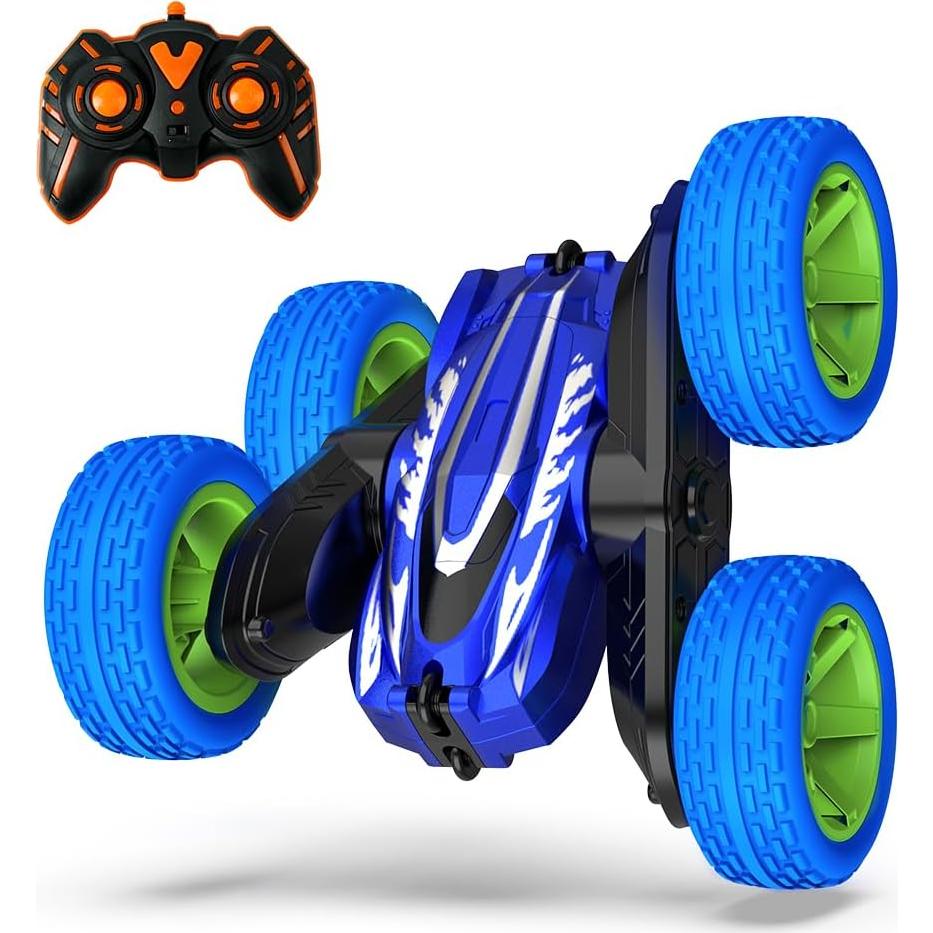 BEZGAR Remote Control Car - Upgraded Dual-Motor Type-C Direct Charge RC Cars for Kids, 2.4Ghz Double-Sided Driving 360° Flips Rotating All Terrain RC Stunt Car, Toys Birthday Gifts for Boys & Girls