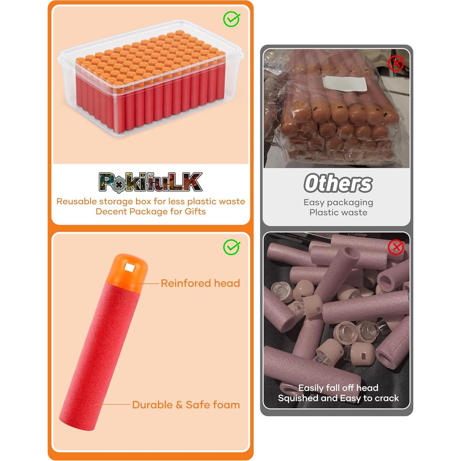 120 Dardos Mega Rojos Pokiiulk para Nerf Mega Blasters