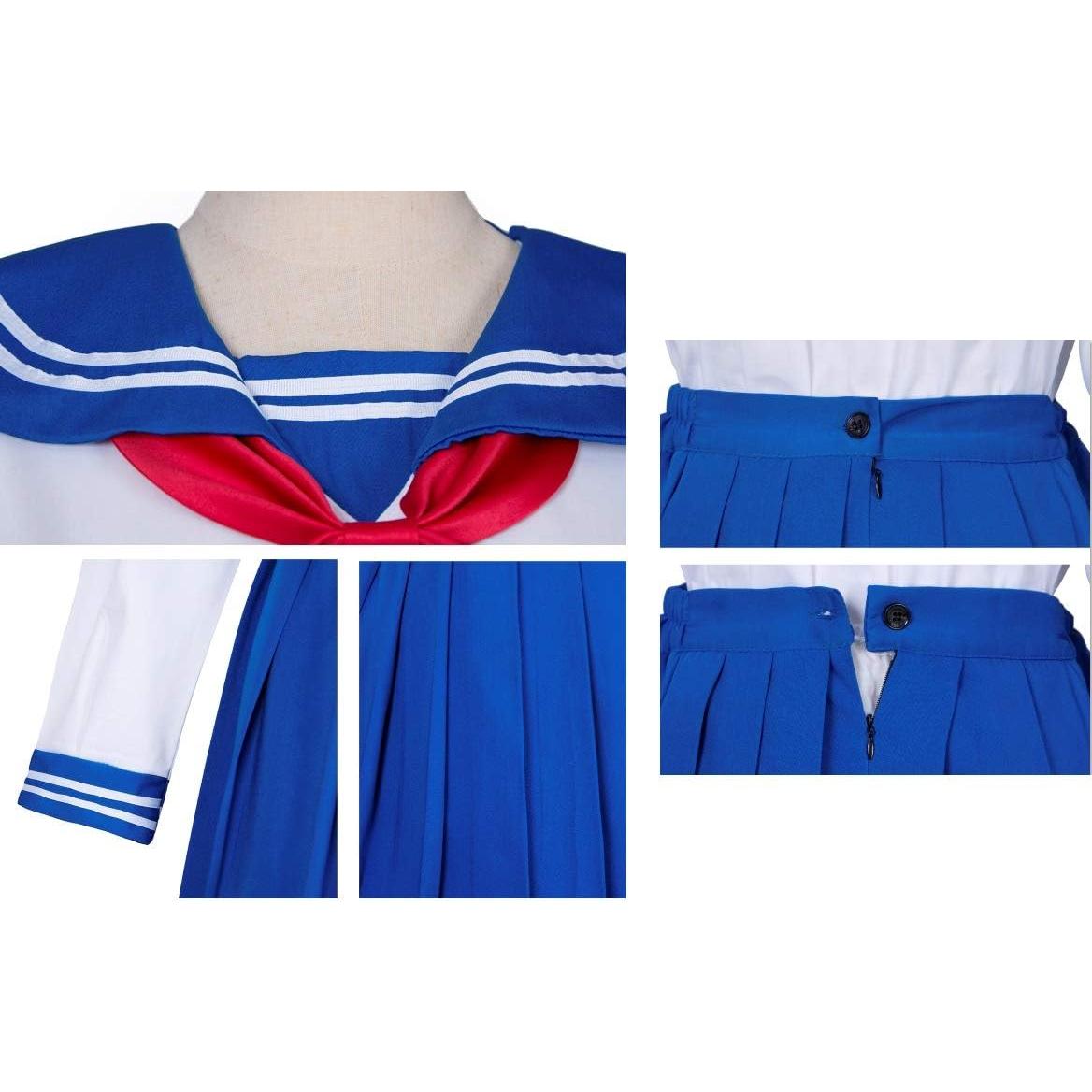 Uniforme Escolar Japonés Chicas Marinero Azul Plisado 5 Piezas