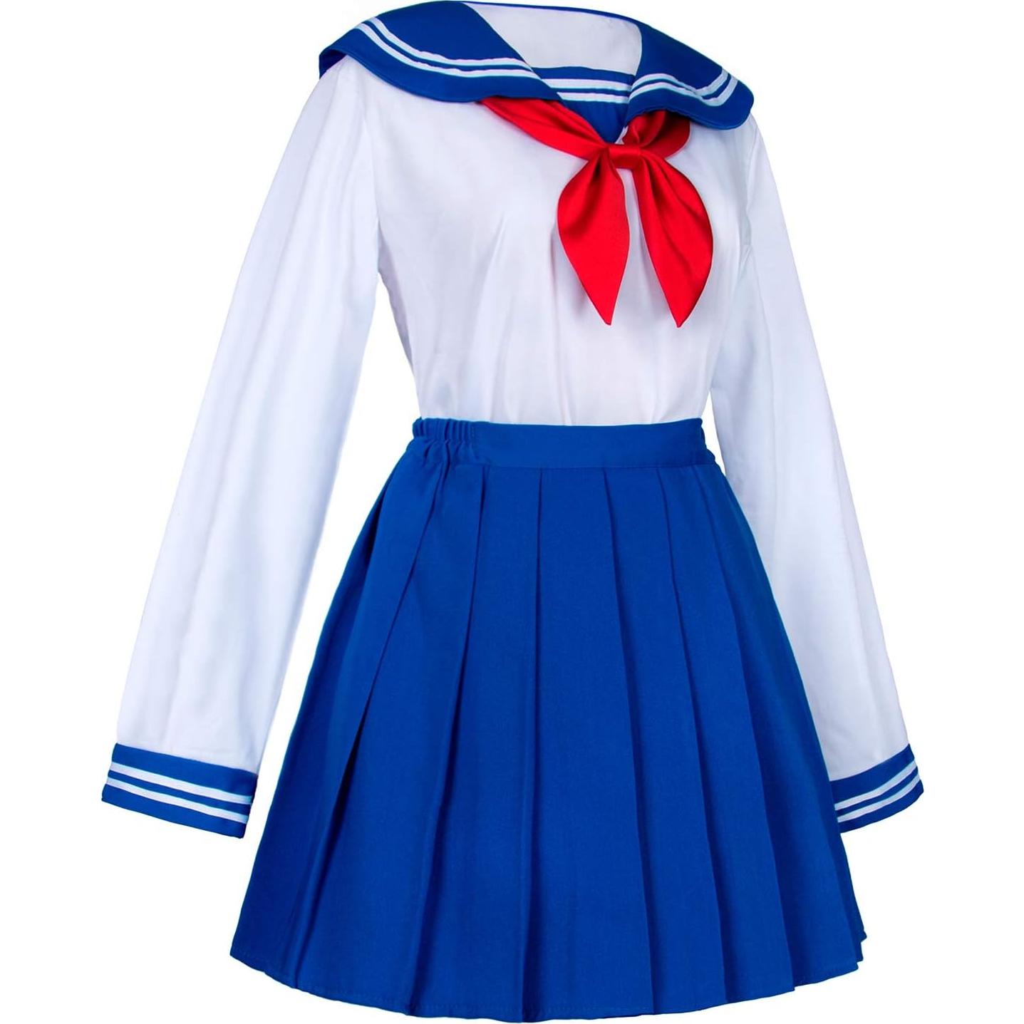 Uniforme Escolar Japonés Chicas Marinero Azul Plisado 5 Piezas