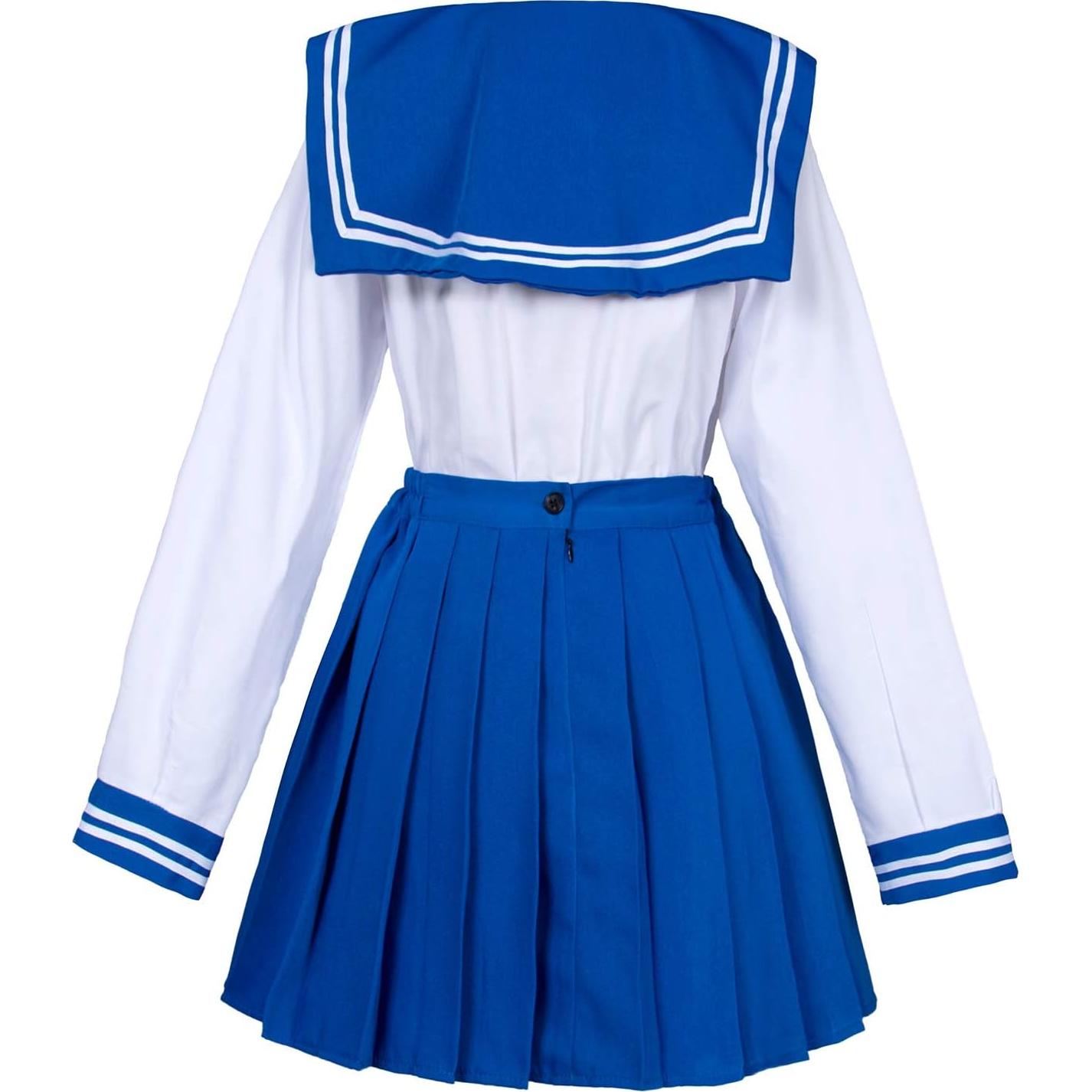 Uniforme Escolar Japonés Chicas Marinero Azul Plisado 5 Piezas