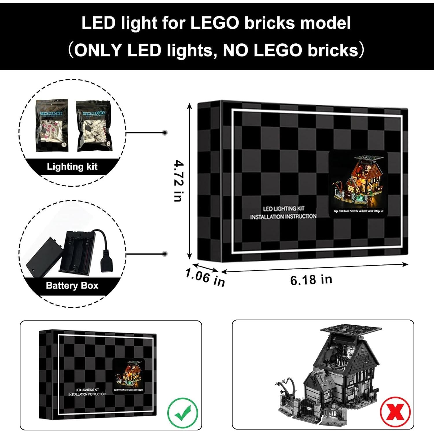 Luz LED Vaodest para Lego 21341 Hocus Pocus - Solo Luz