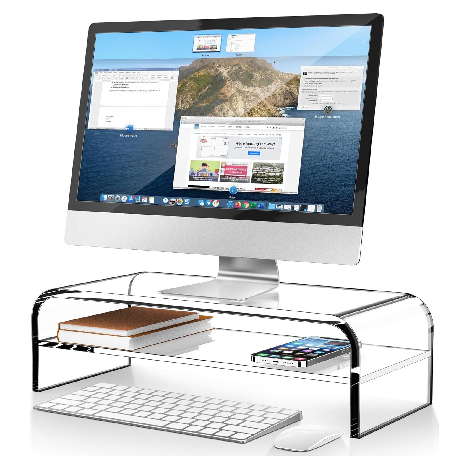 Soporte de Monitor Acrílico AboveTEK 2 Niveles 58.6x24.4cm