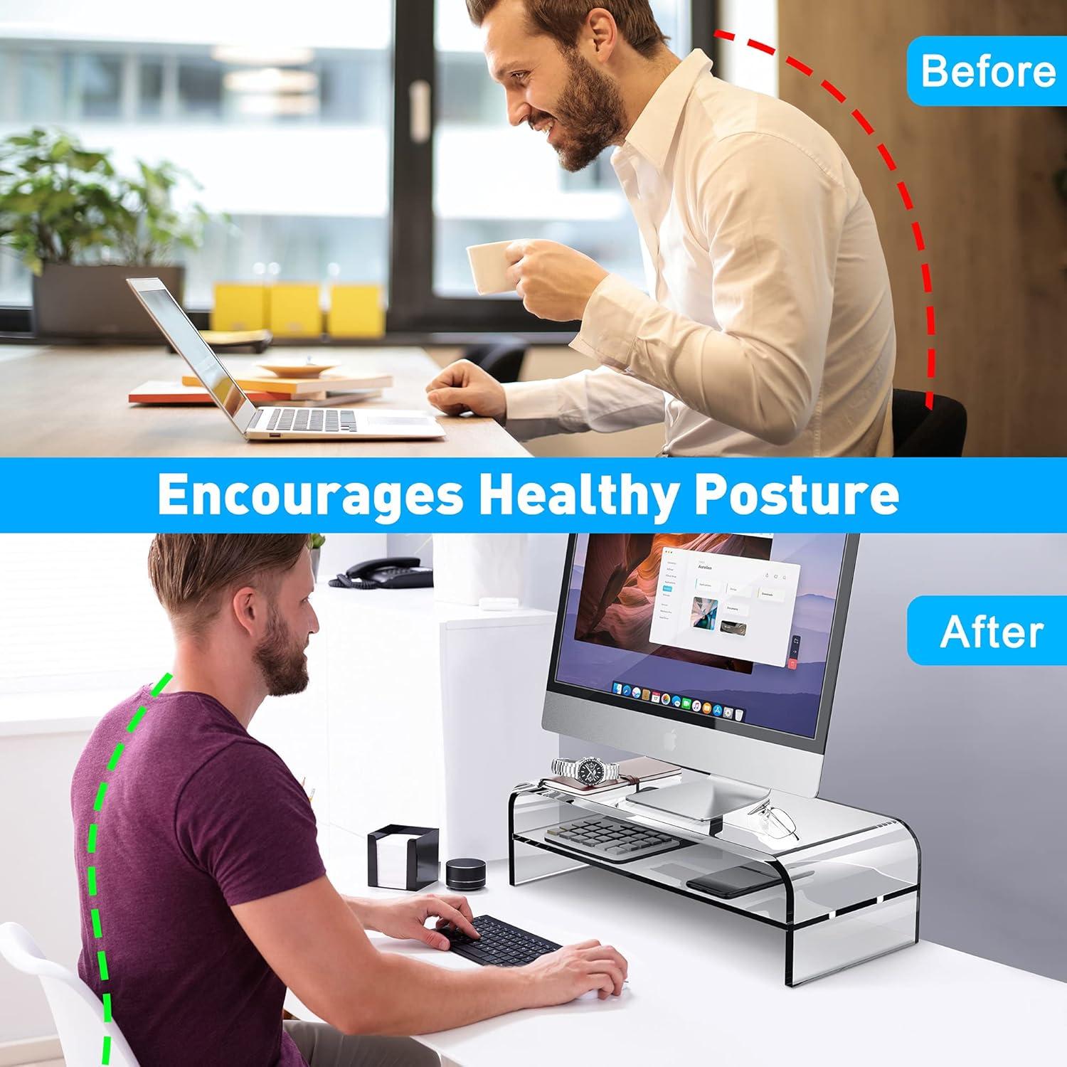 Soporte de Monitor Acrílico AboveTEK 2 Niveles 58.6x24.4cm