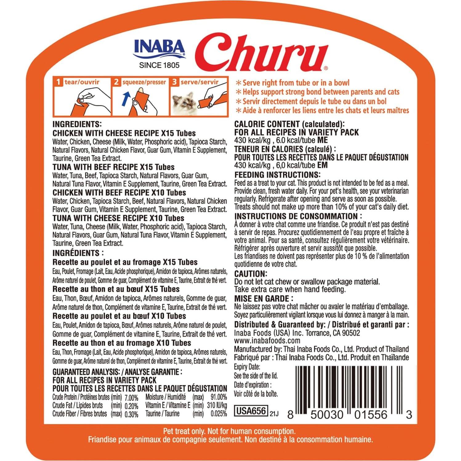 Golosinas para Gatos INABA Churu Lickable 50 Tubos 0.5kg