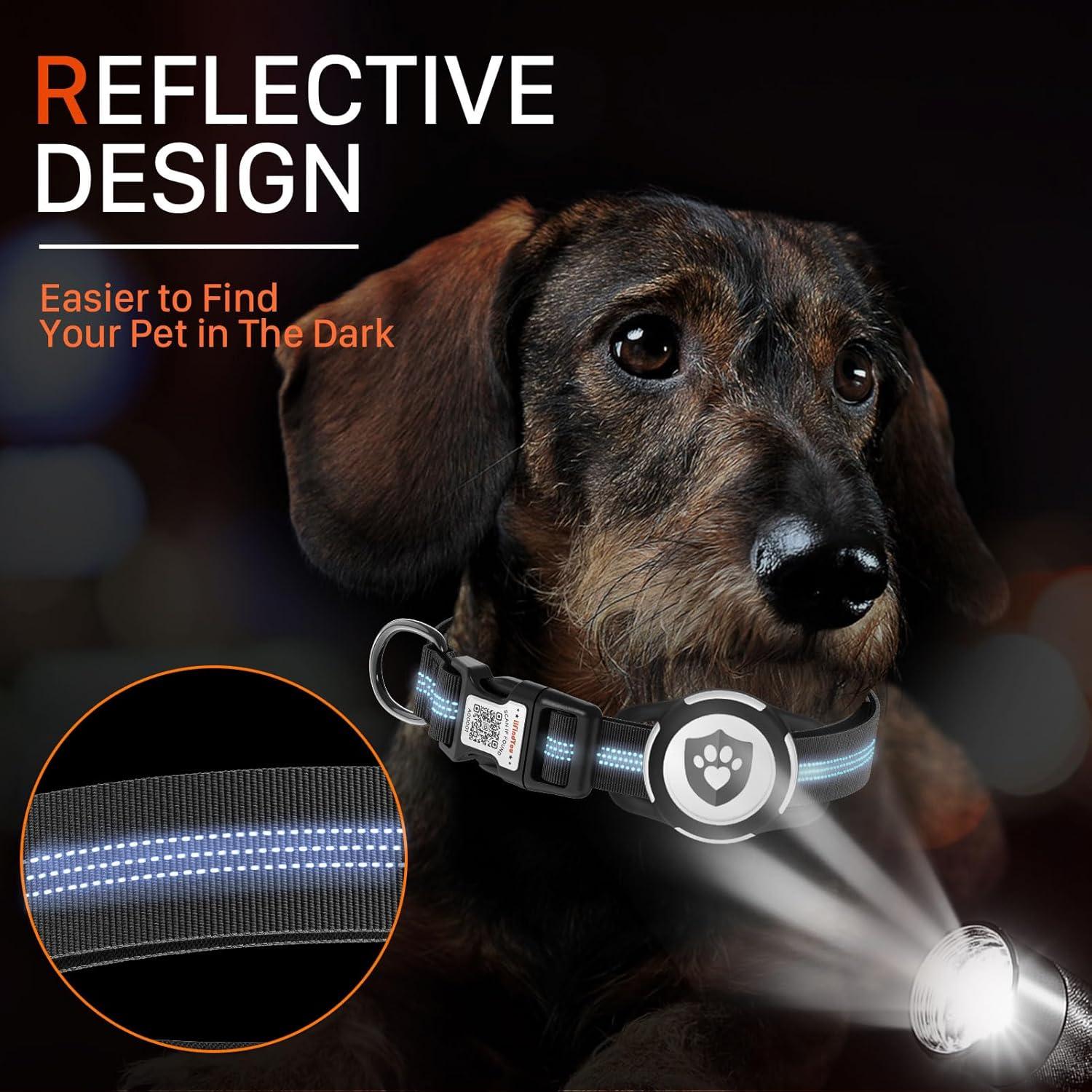 Collar Reflectante para Perros ilFindYou con Soporte AirTag XS Negro