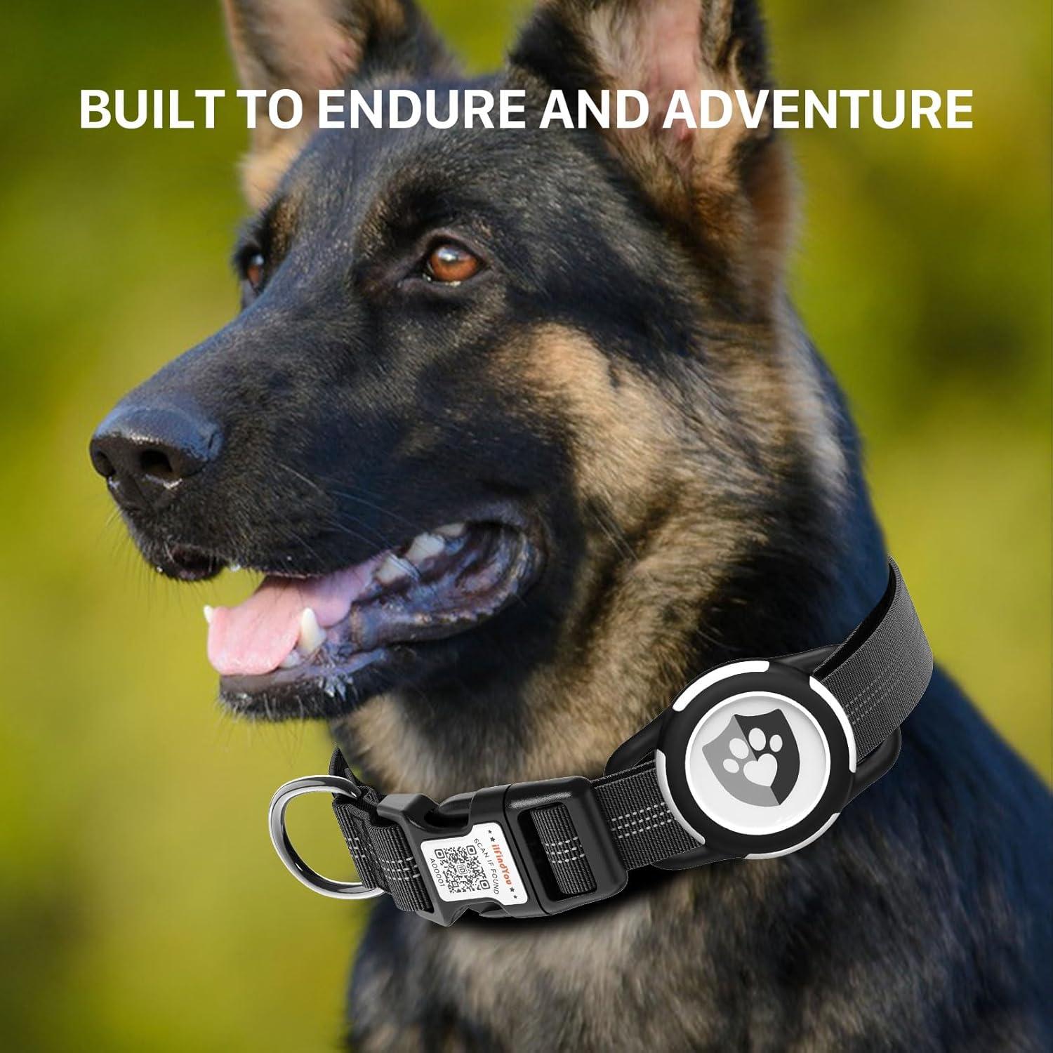 Collar Reflectante para Perros ilFindYou con Soporte AirTag XS Negro