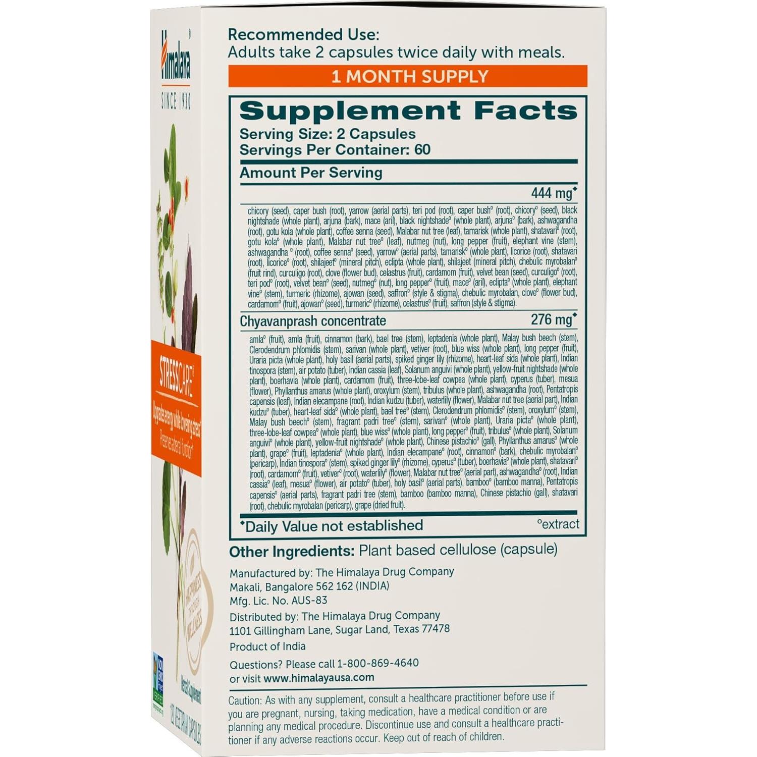 Suplemento Herbal Himalaya StressCare 120 Cápsulas - Alivio Estrés