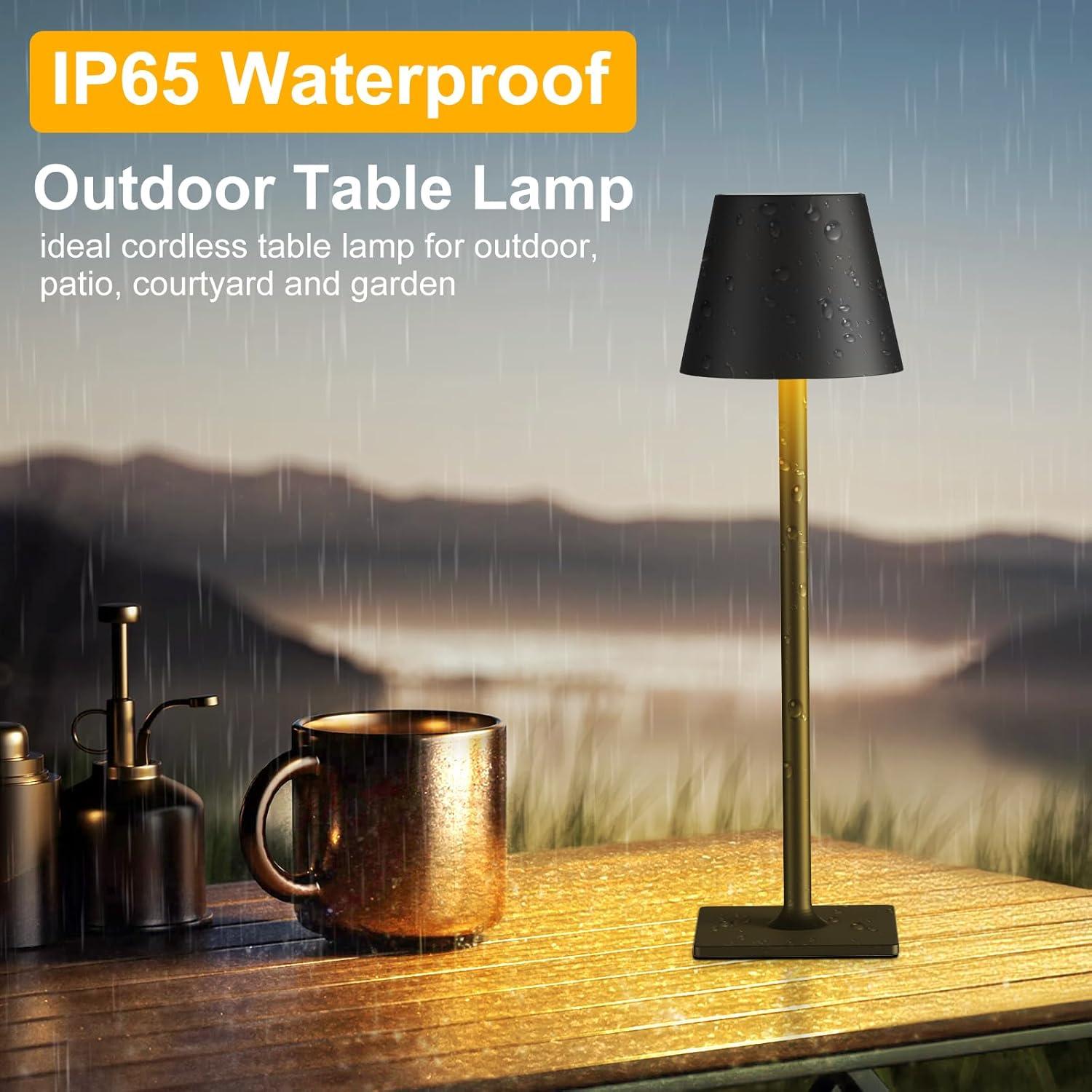 Lámpara de Mesa Recargable LED FenFud 2 Paquete Negro