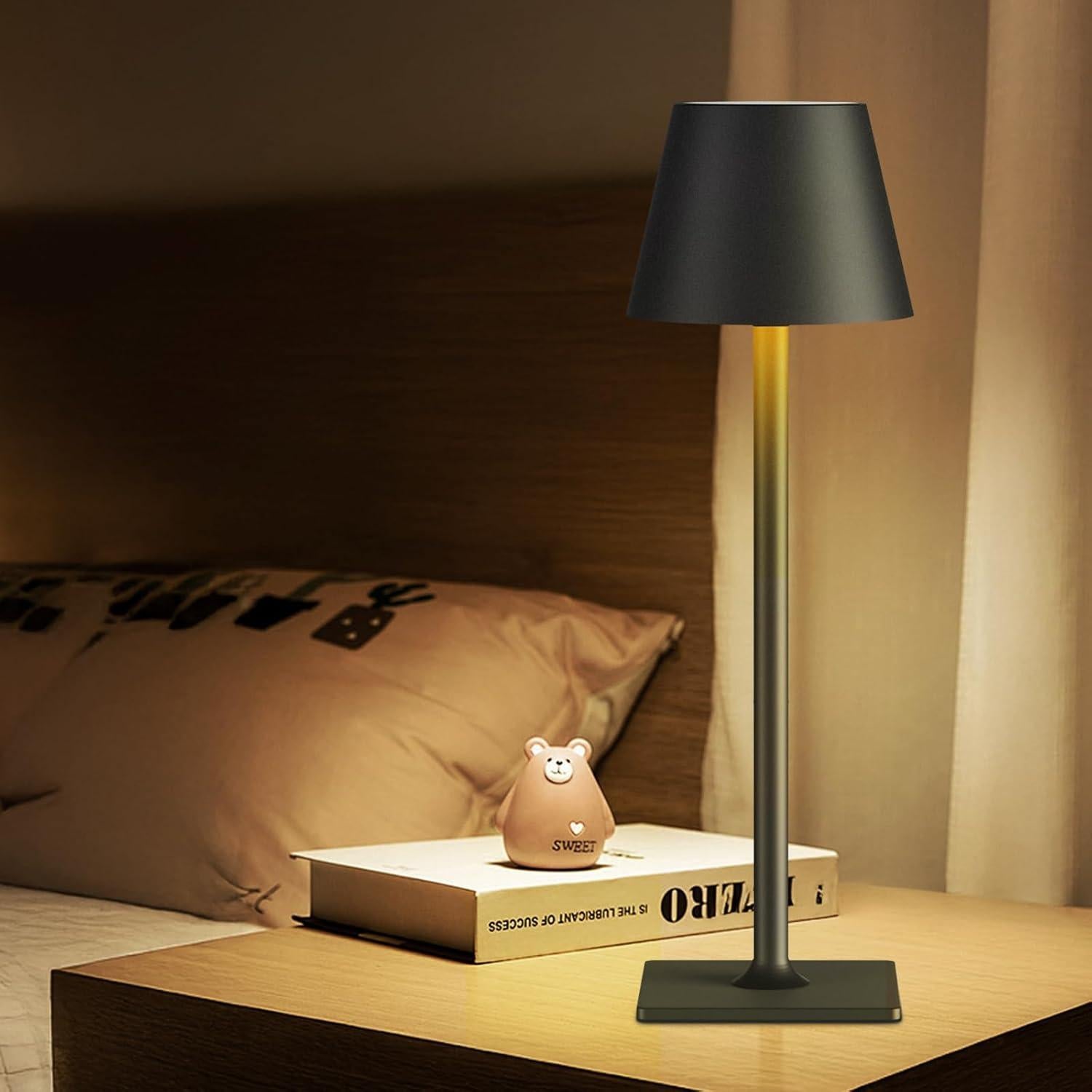 Lámpara de Mesa Recargable LED FenFud 2 Paquete Negro