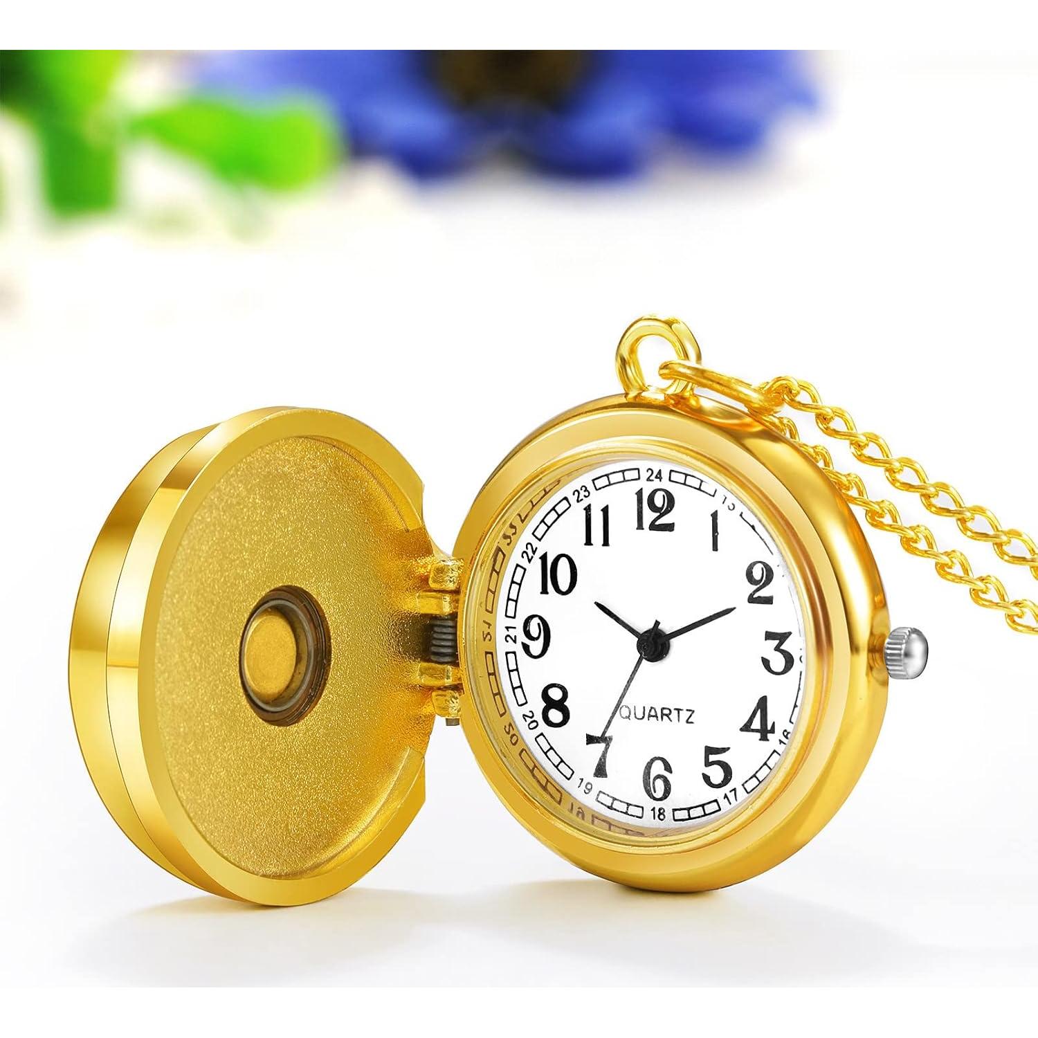 Reloj de bolsillo JewelryWe JW306P - Cuarzo dorado vintage