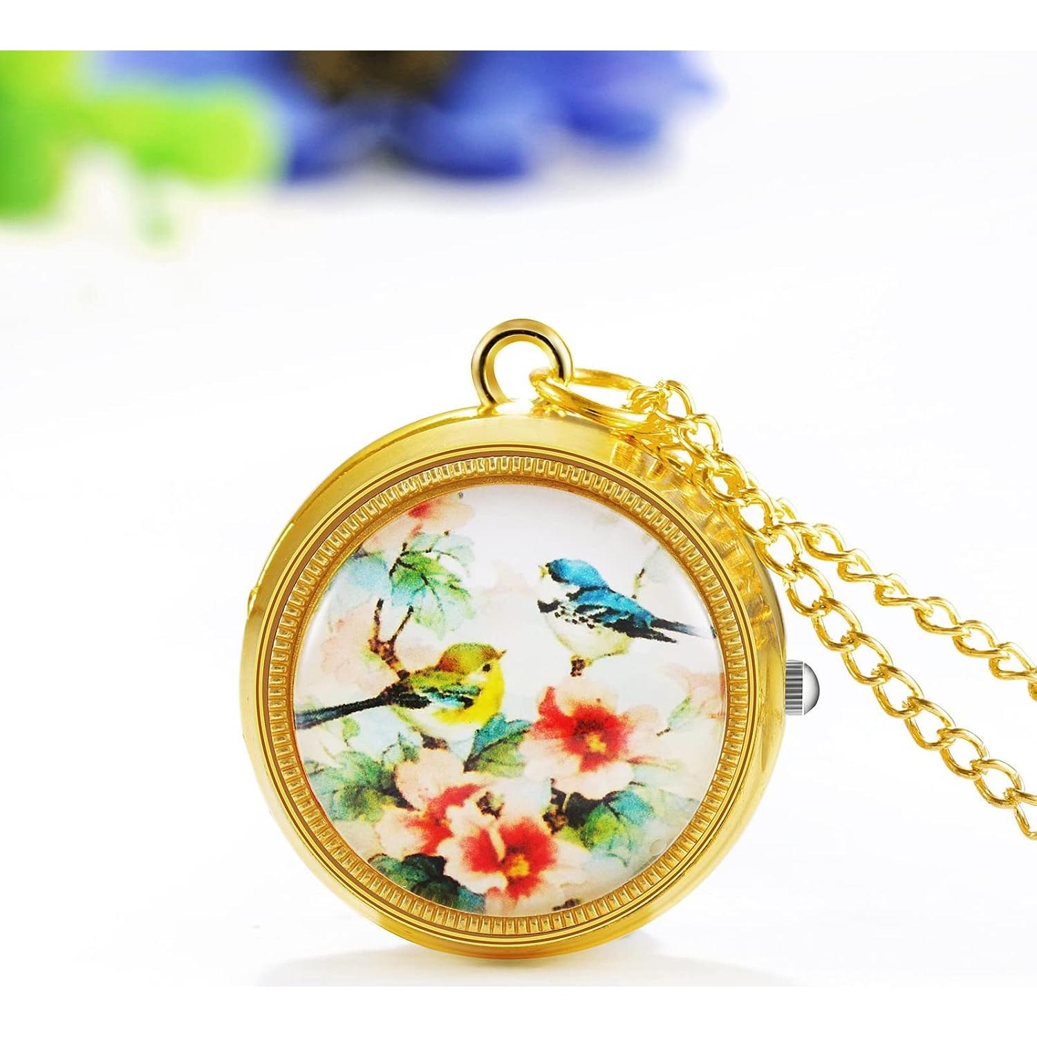 Reloj de bolsillo JewelryWe JW306P - Cuarzo dorado vintage