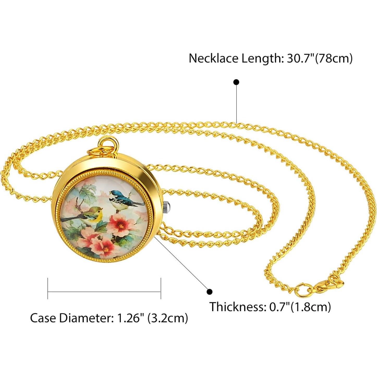 Reloj de bolsillo JewelryWe JW306P - Cuarzo dorado vintage