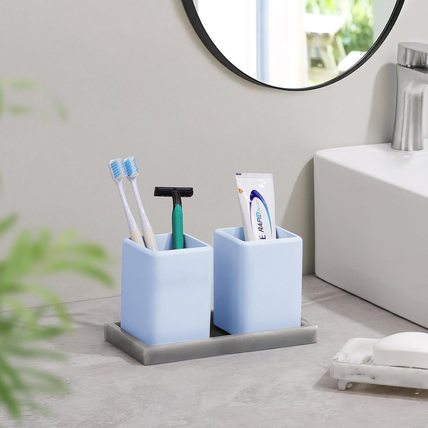 Soporte para Cepillos de Dientes Luxspire 2 PCS Diatomita Azul