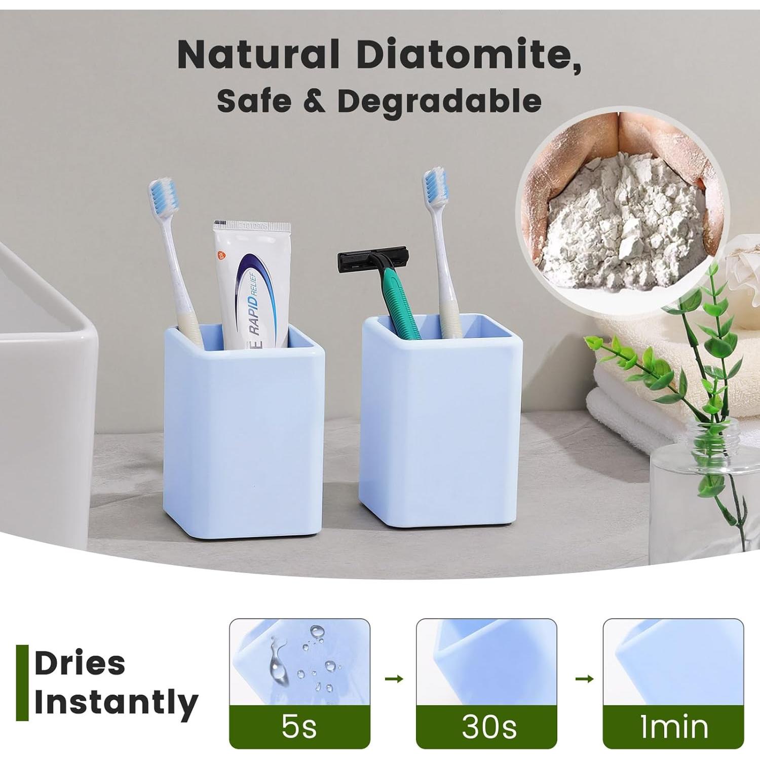 Soporte para Cepillos de Dientes Luxspire 2 PCS Diatomita Azul