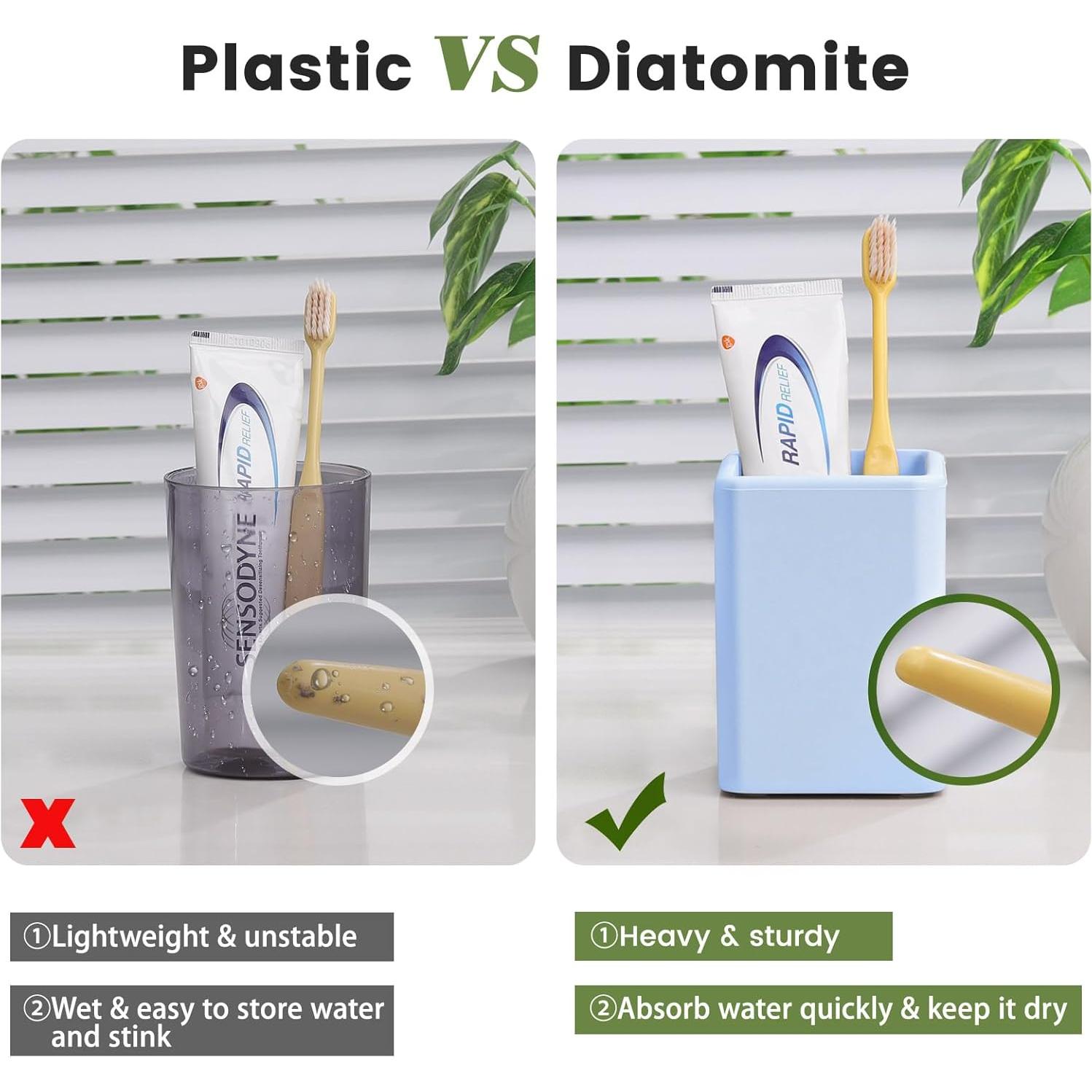 Soporte para Cepillos de Dientes Luxspire 2 PCS Diatomita Azul