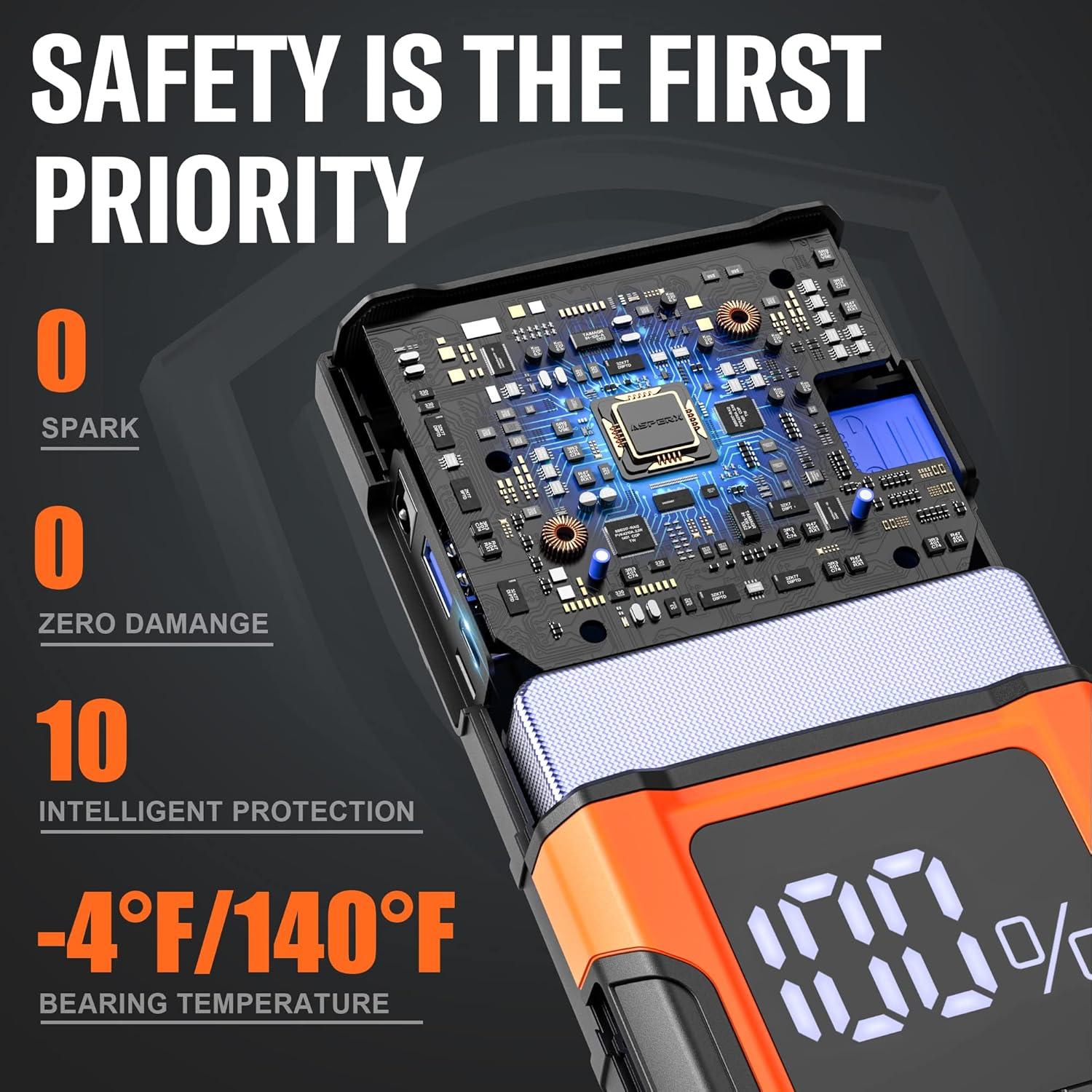 Arrancador de Salto AsperX AX4500 4500A 12V con Pantalla LCD