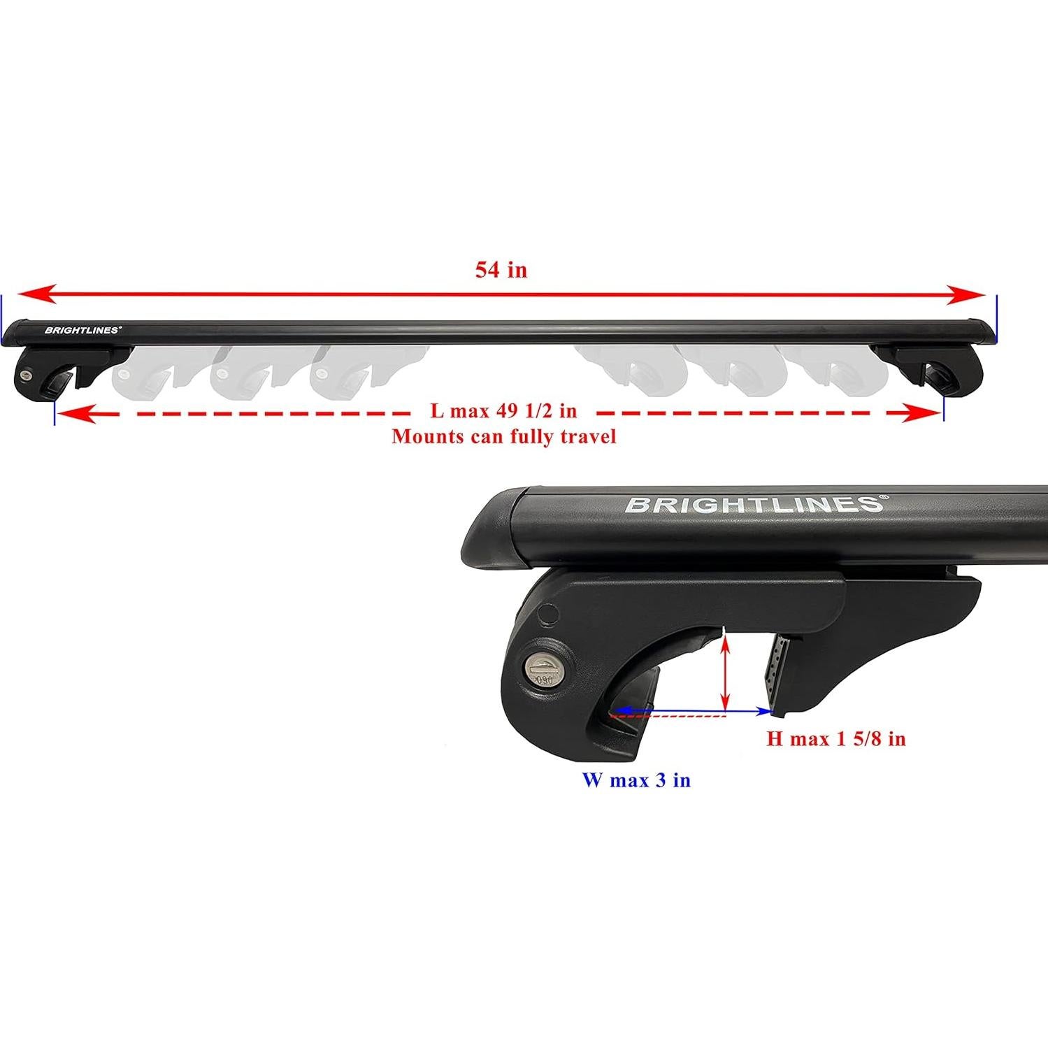 Soportes de Techo Universales BrightLines 53" (Negro) - 2 Piezas