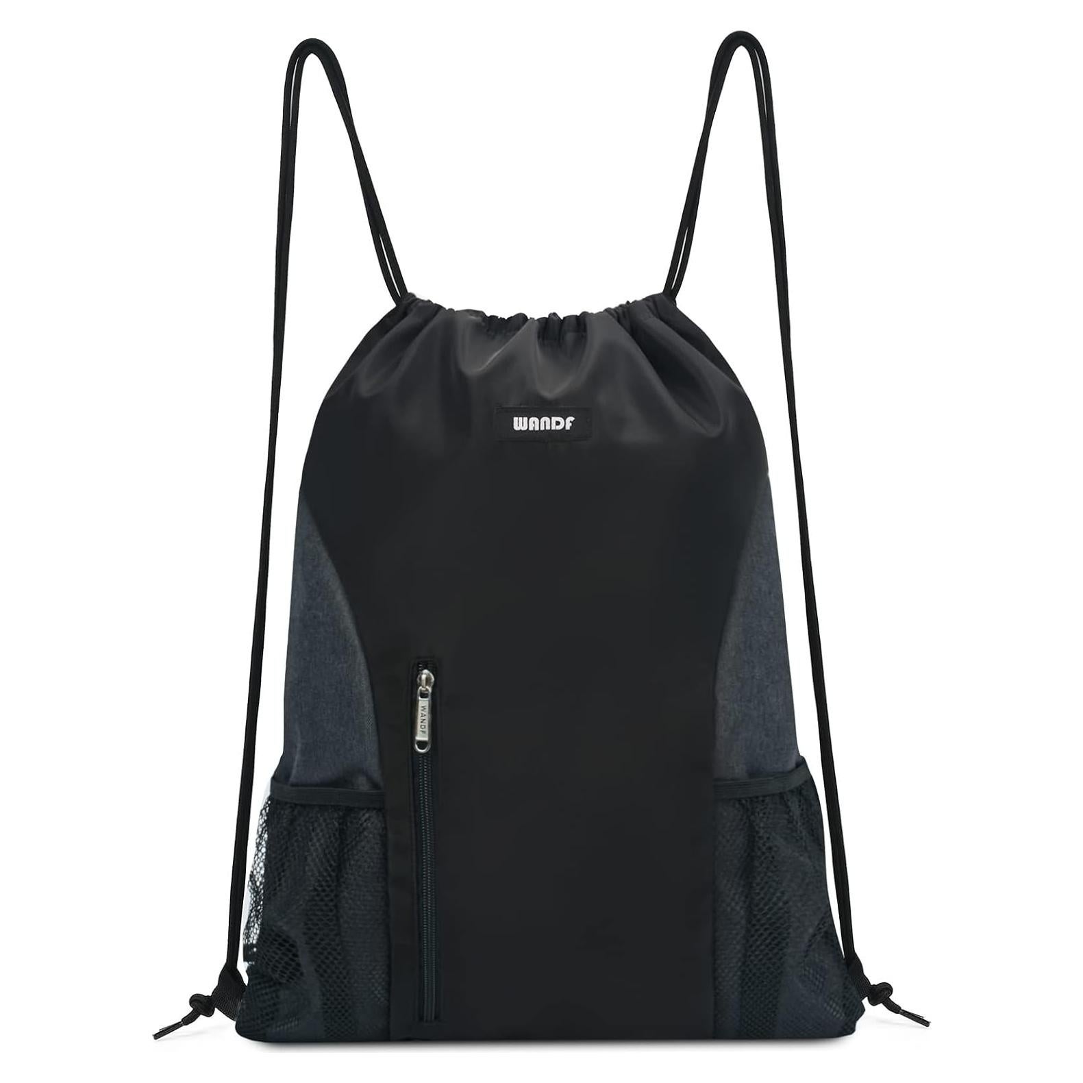 Mochila de Cuerda WANDF Negra para Gimnasio 20L Resistente al Agua