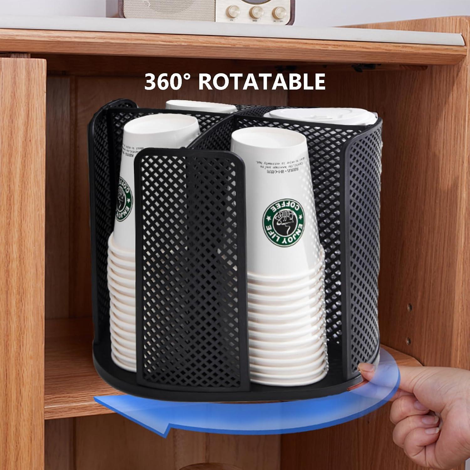 Organizador rotativo de tazas Villelei 4 compartimentos Negro