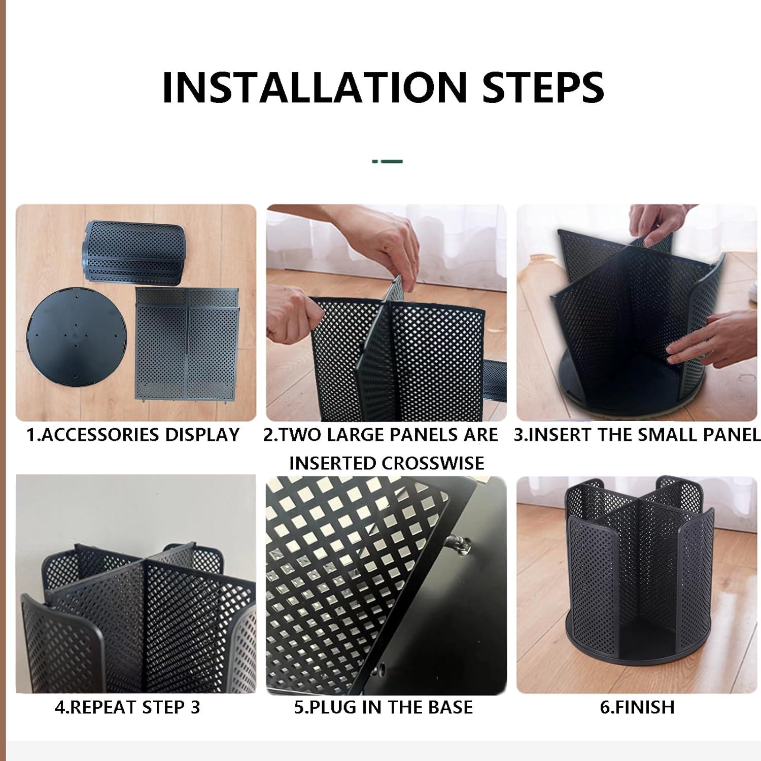 Organizador rotativo de tazas Villelei 4 compartimentos Negro