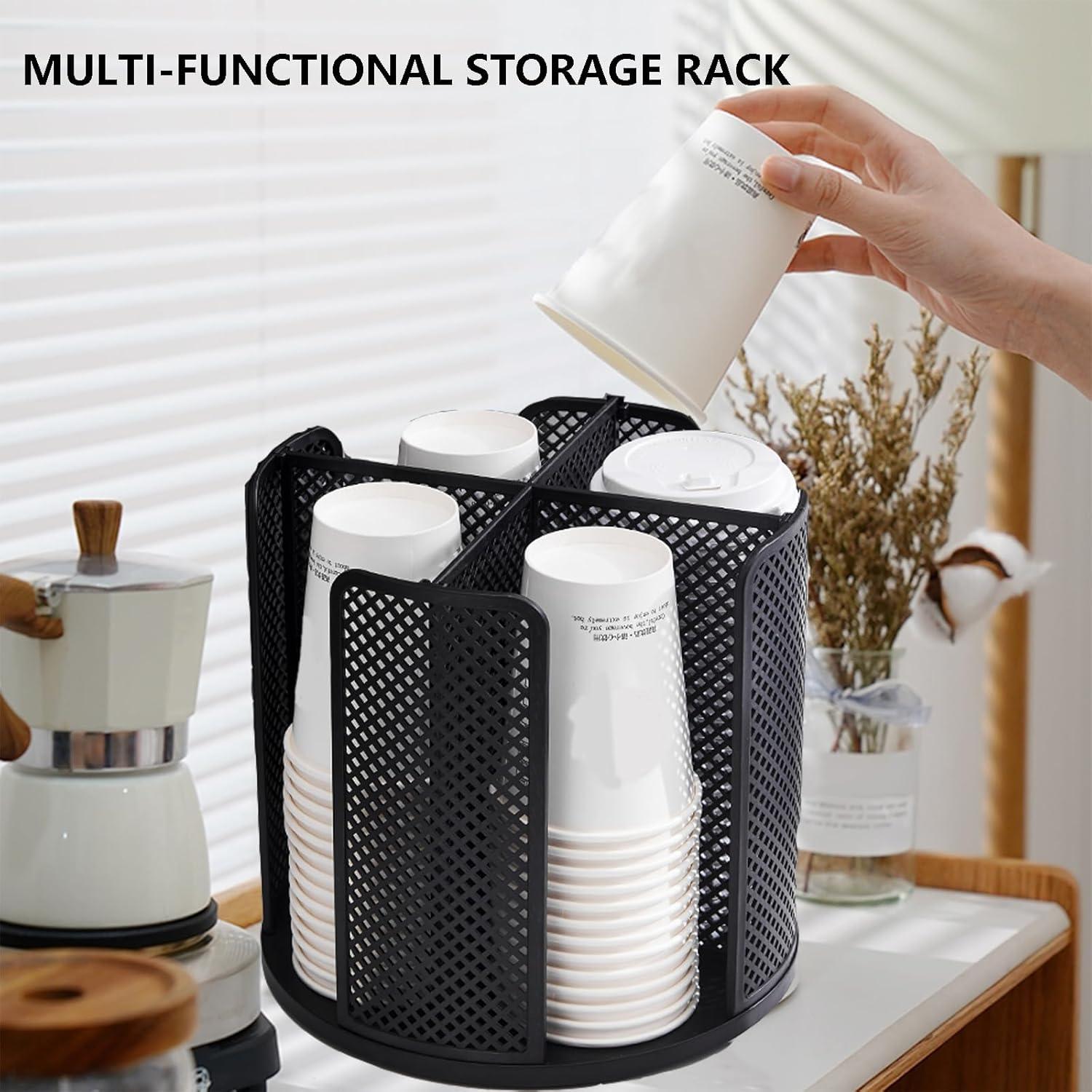 Organizador rotativo de tazas Villelei 4 compartimentos Negro