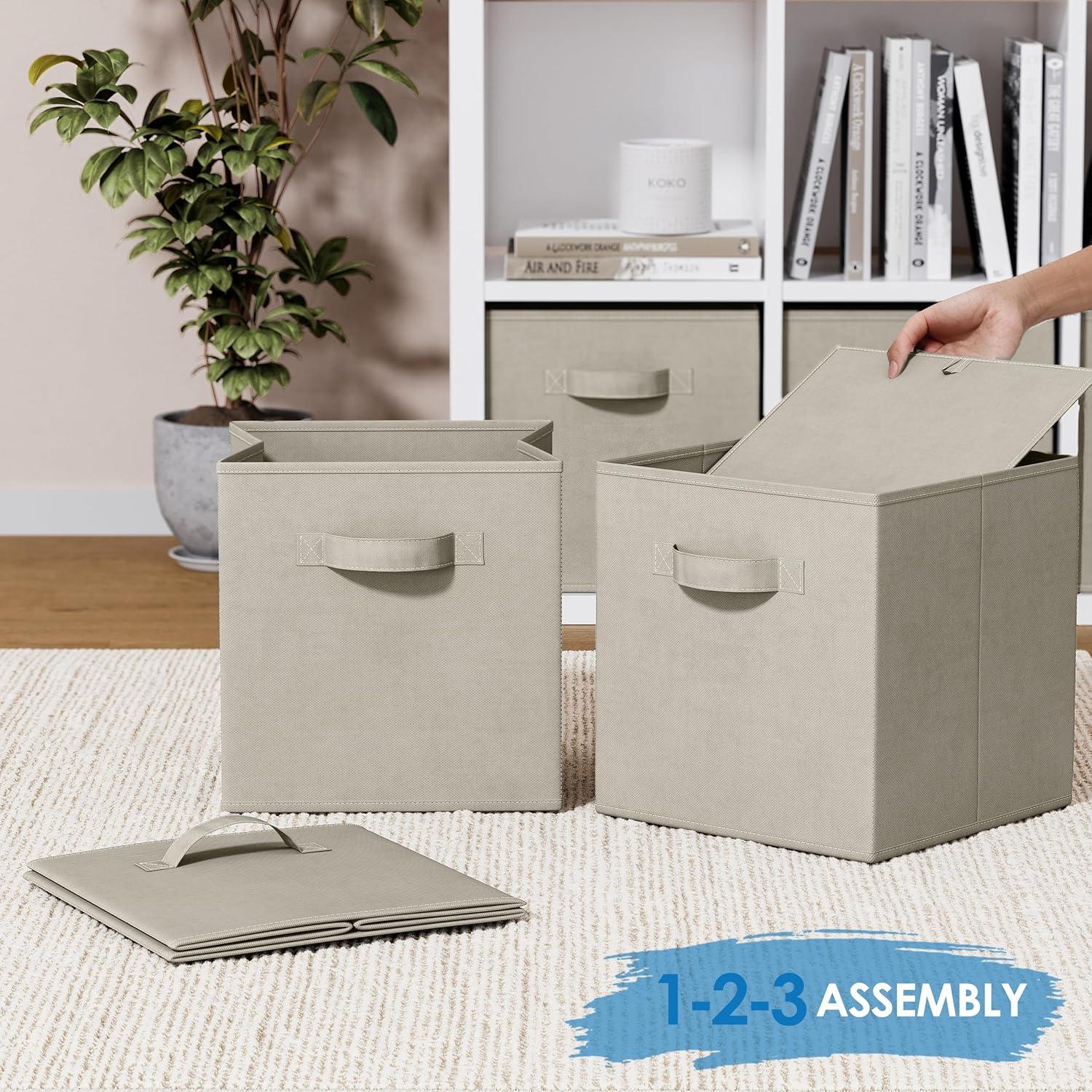 Juego de 8 Cubos de Almacenamiento Royexe Beige 26.5x27 cm