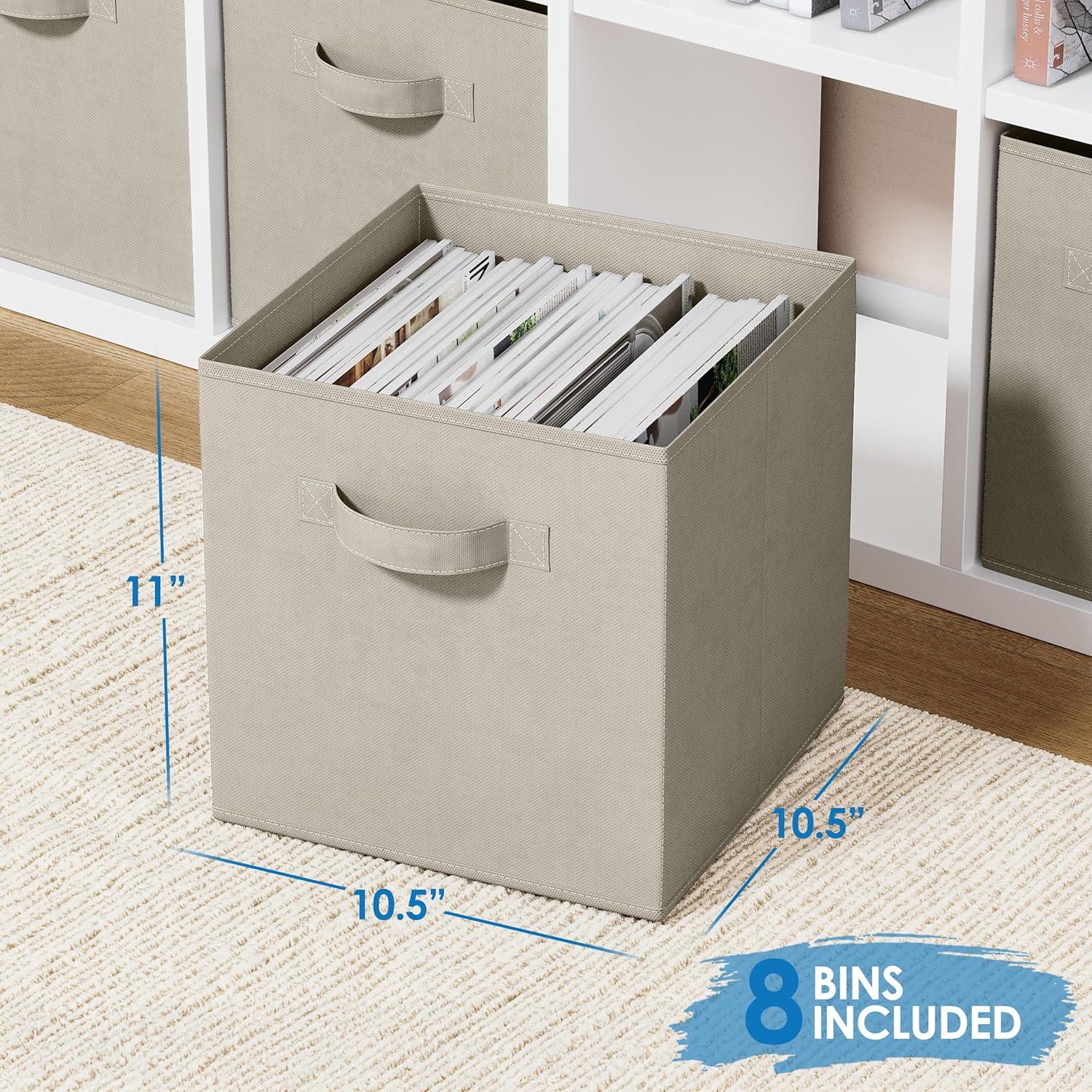 Juego de 8 Cajas de Almacenamiento de Tela Royexe Beige