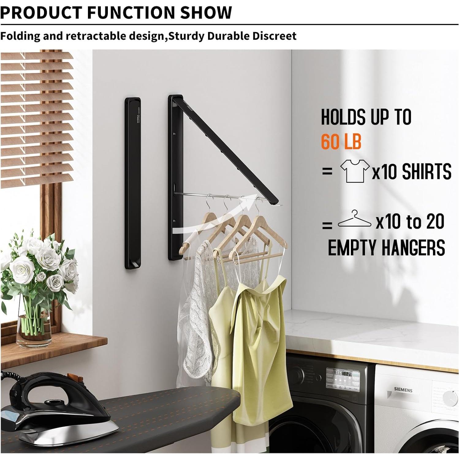 Estante Plegable para Secar Ropa Dancrul Negro 27.2 kg