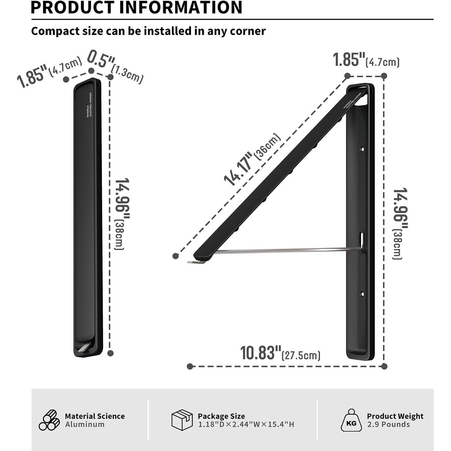 Estante Plegable para Secar Ropa Dancrul Negro 27.2 kg