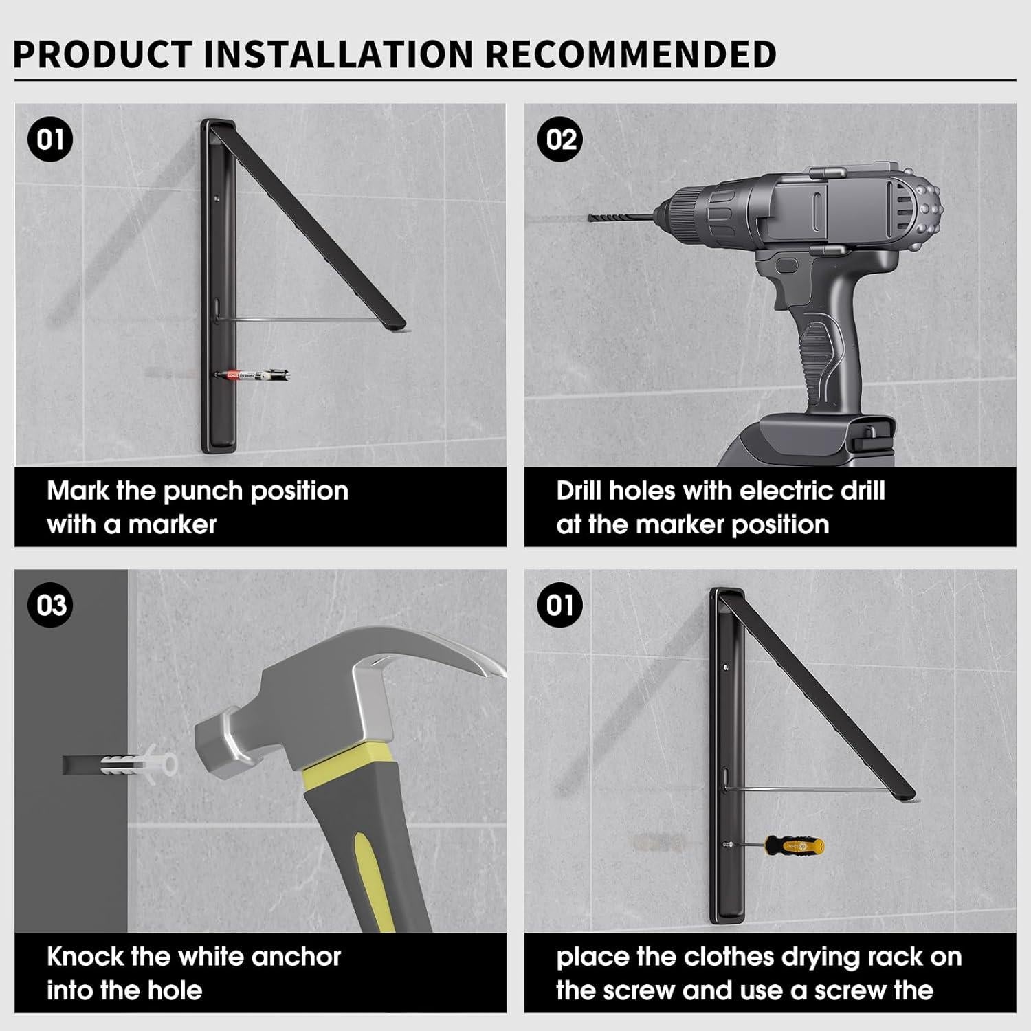 Estante Plegable para Secar Ropa Dancrul Negro 27.2 kg