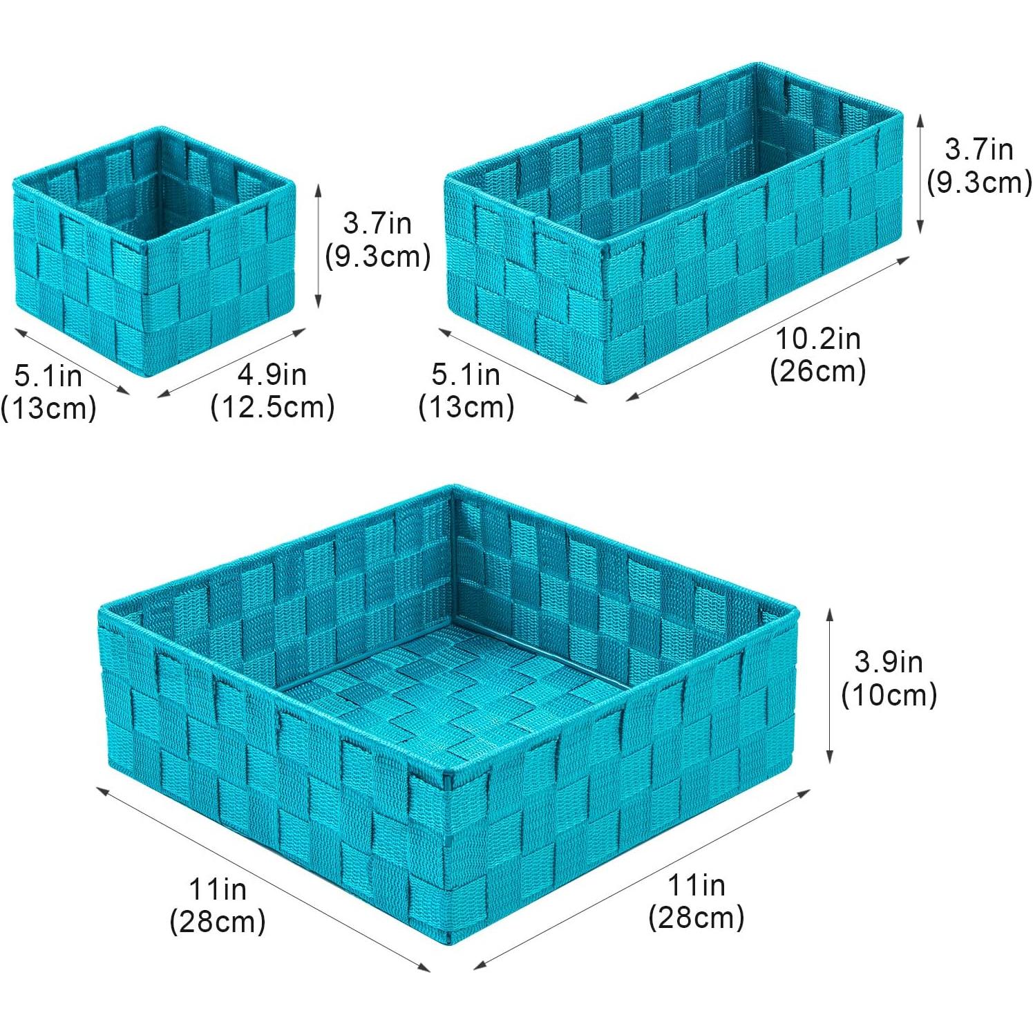 Cestas de Almacenamiento Tejidas Nicemoon Juego de 4 Aqua