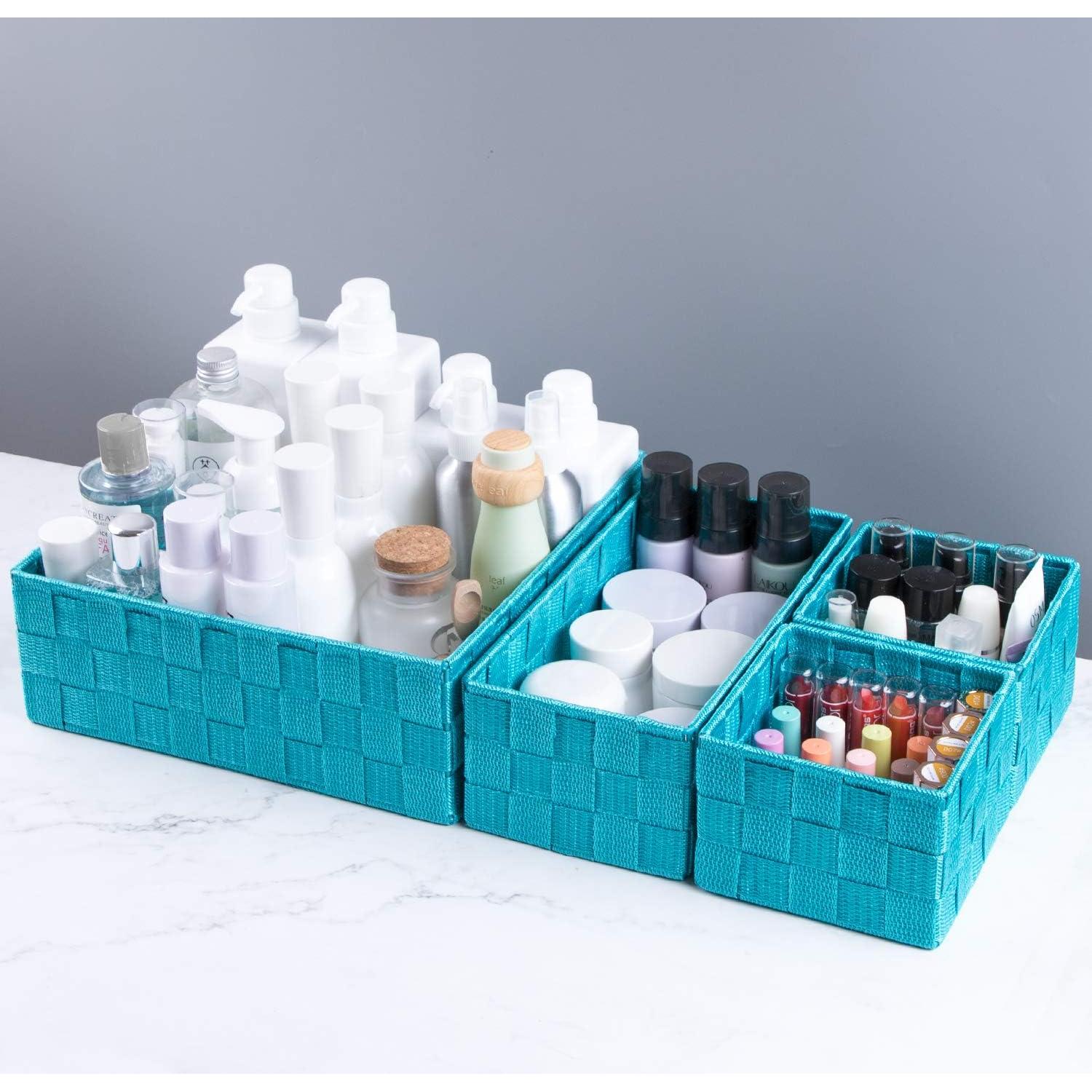 Cestas de Almacenamiento Tejidas Nicemoon Juego de 4 Aqua