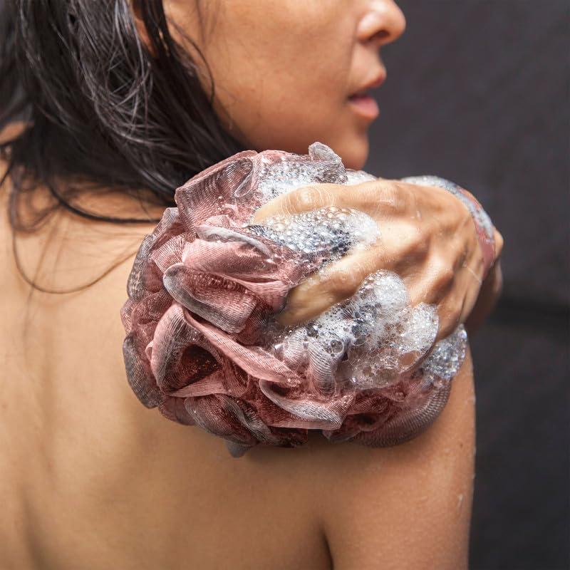 Esponja de Espalda Loofah Toem con Mango Largo 43 cm Rosa Claro