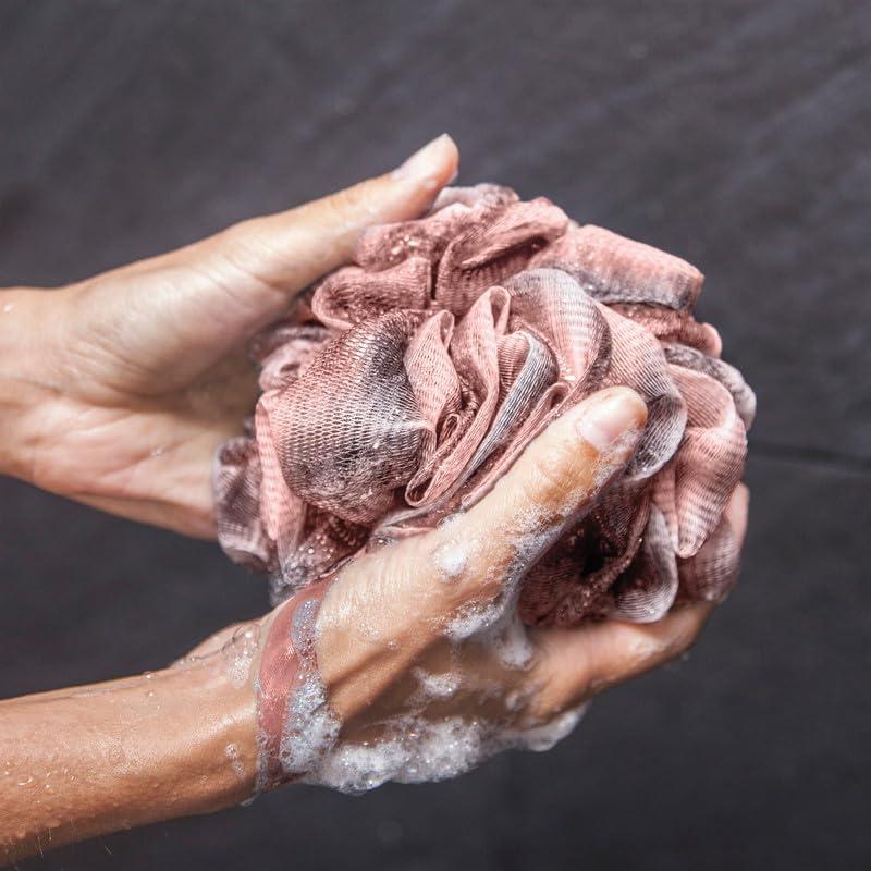 Esponja de Espalda Loofah Toem con Mango Largo 43 cm Rosa Claro