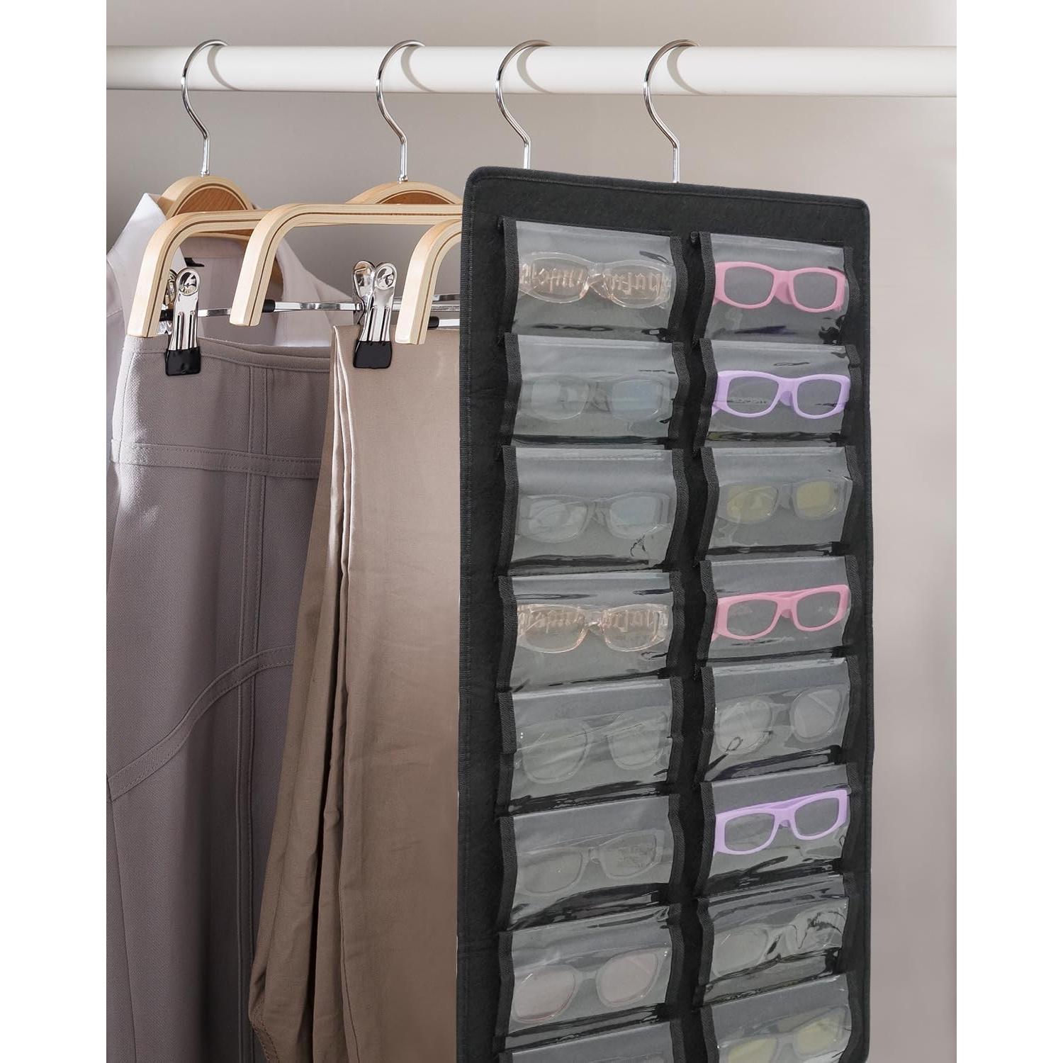 Organizador de Gafas Colgante Khikily 32 Compartimentos Negro