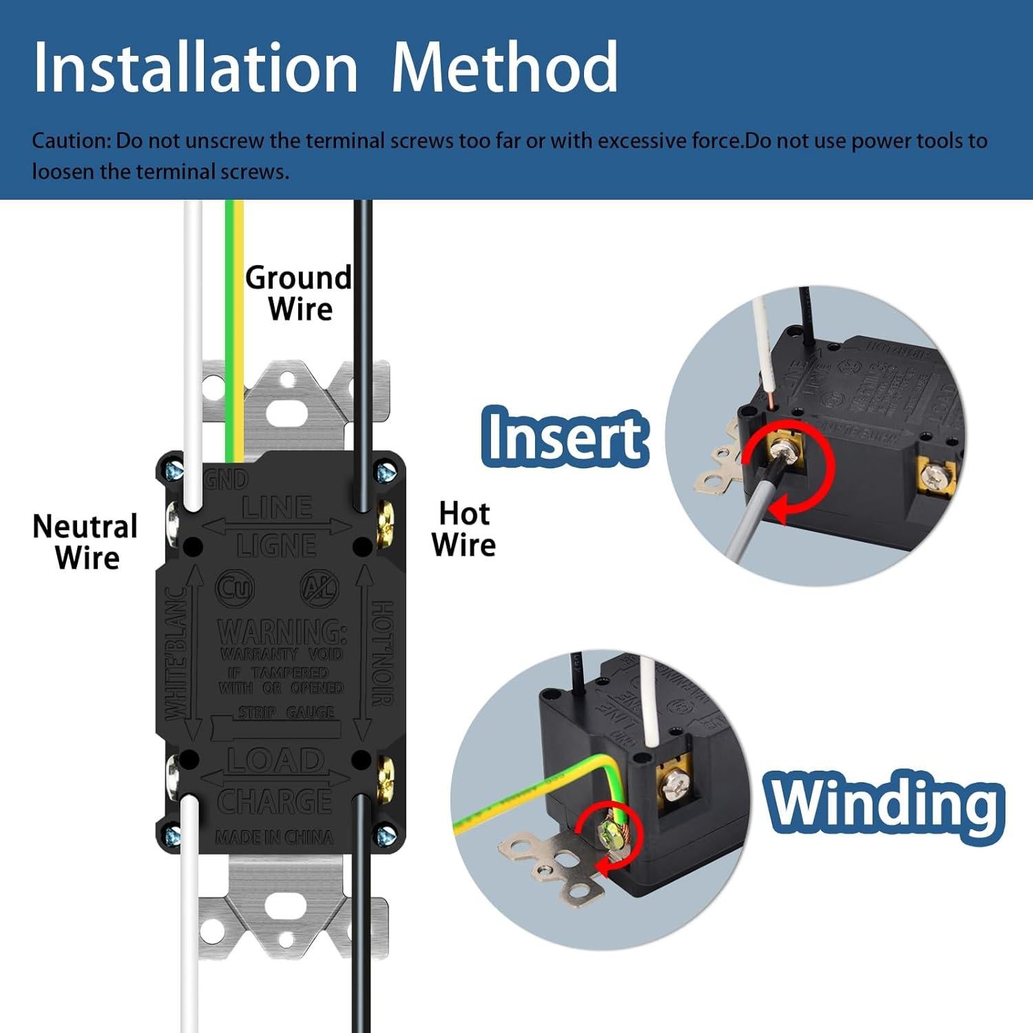 Enchufe GFCI NineLeaf Negro 15A con LED - Paquete de 20