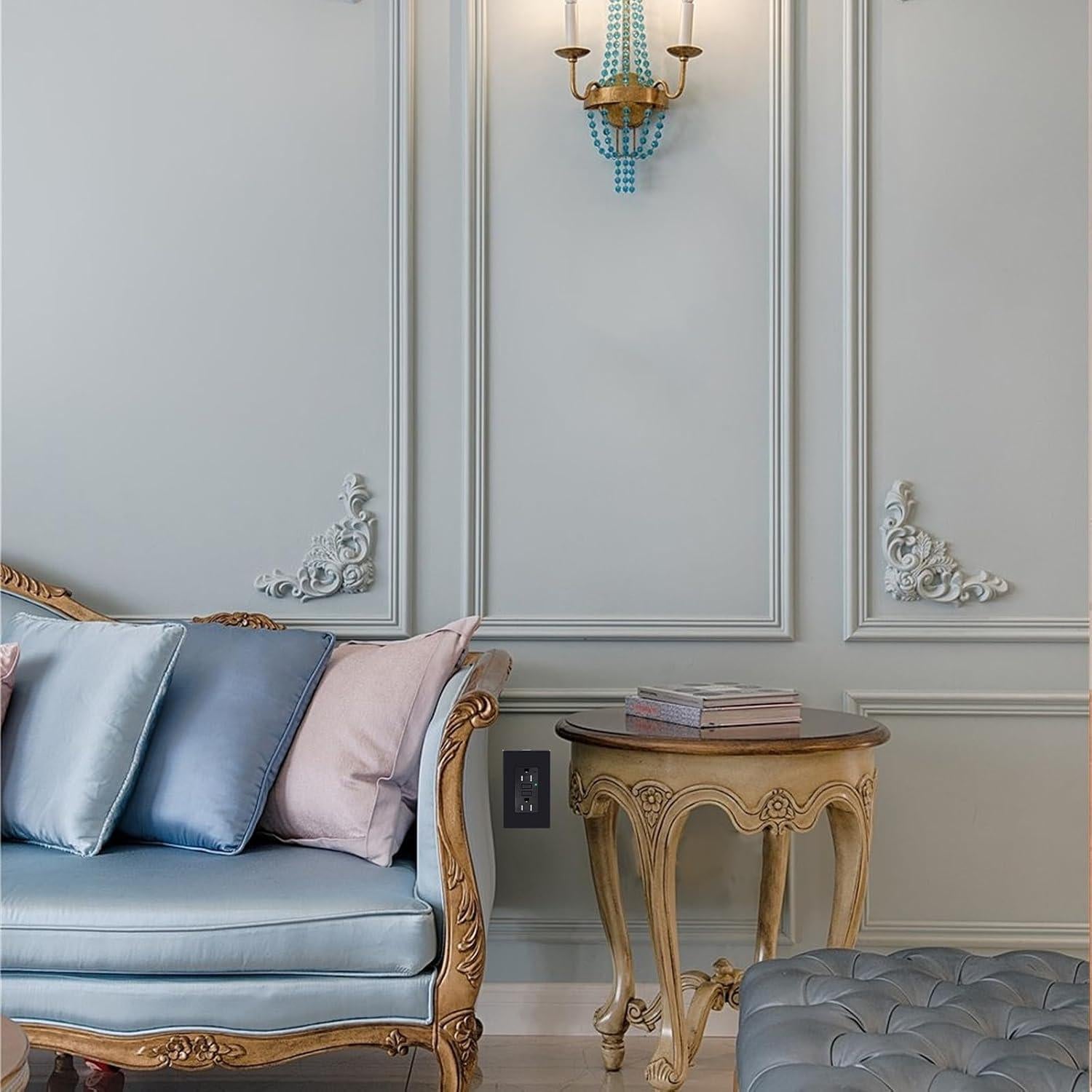 Enchufe GFCI NineLeaf Negro 15A con LED - Paquete de 20