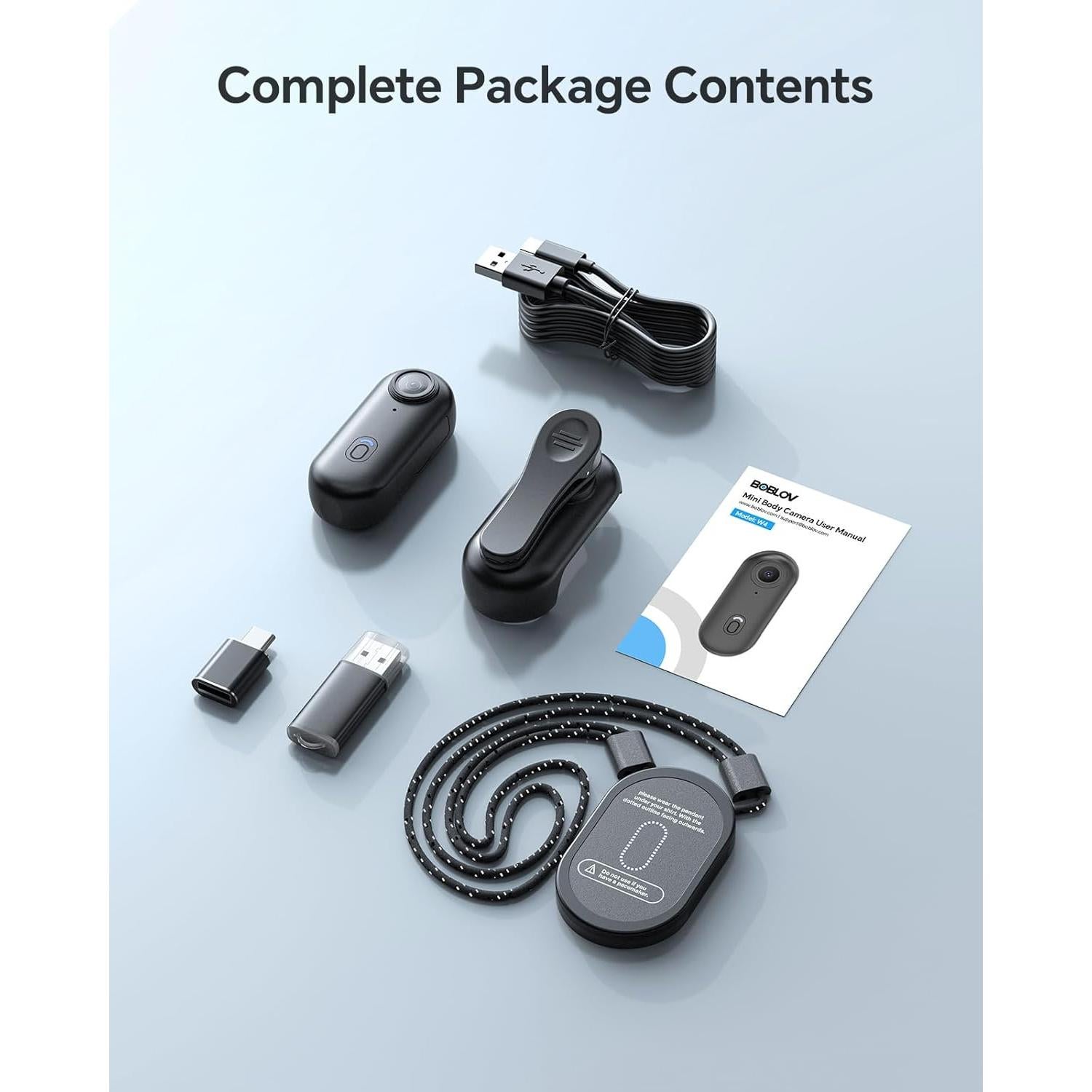 Cámara Corporal BOBLOV W4 2K 64GB con Clip Rotatable 360°