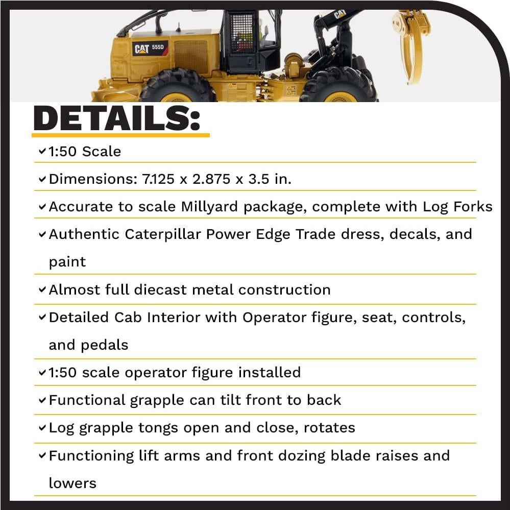 Diecast Masters 1/50 Caterpillar 555D Wheel Skidder - Modelo Coleccionable