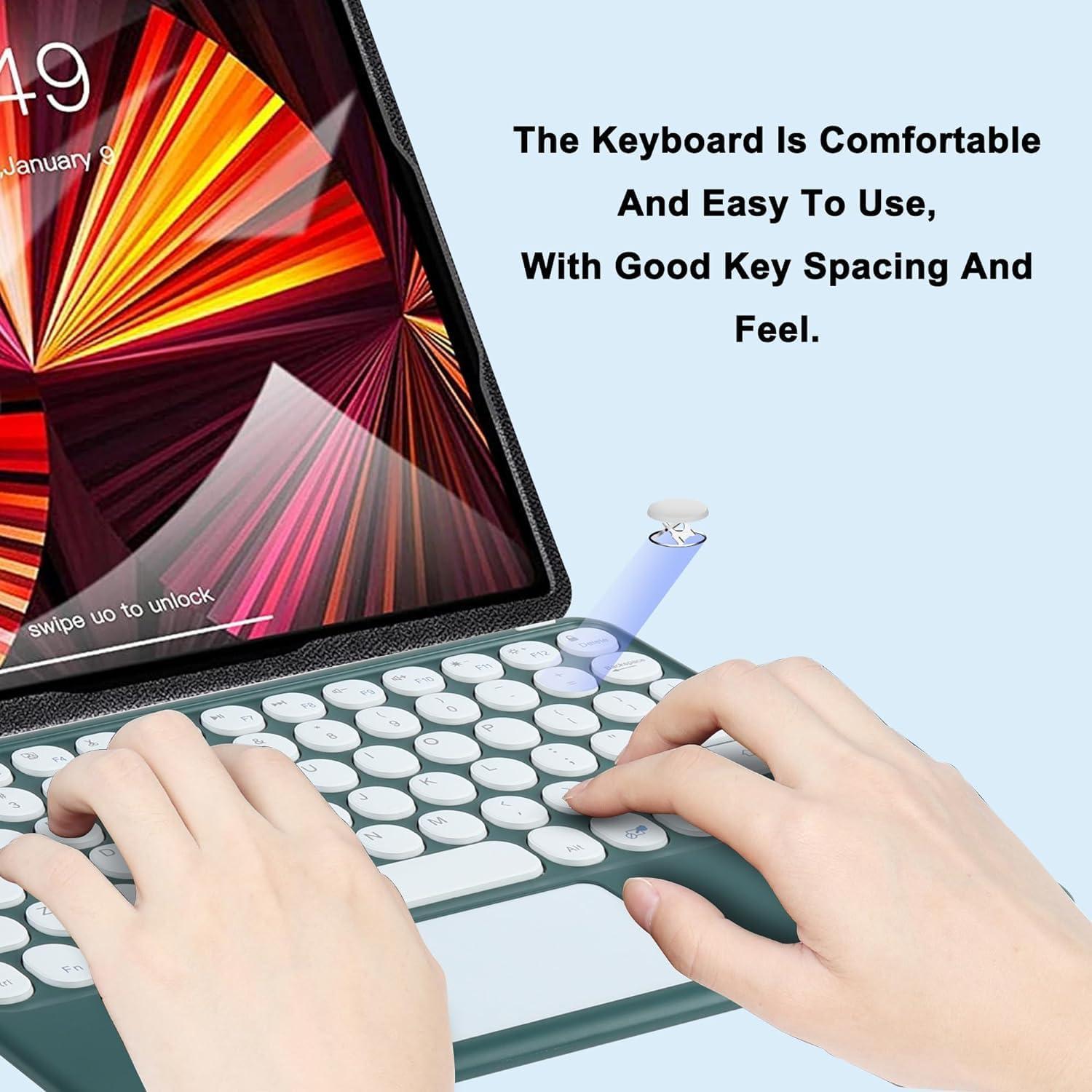 Teclado Inalámbrico Bluetooth KUYHRF con Touchpad Verde Oscuro