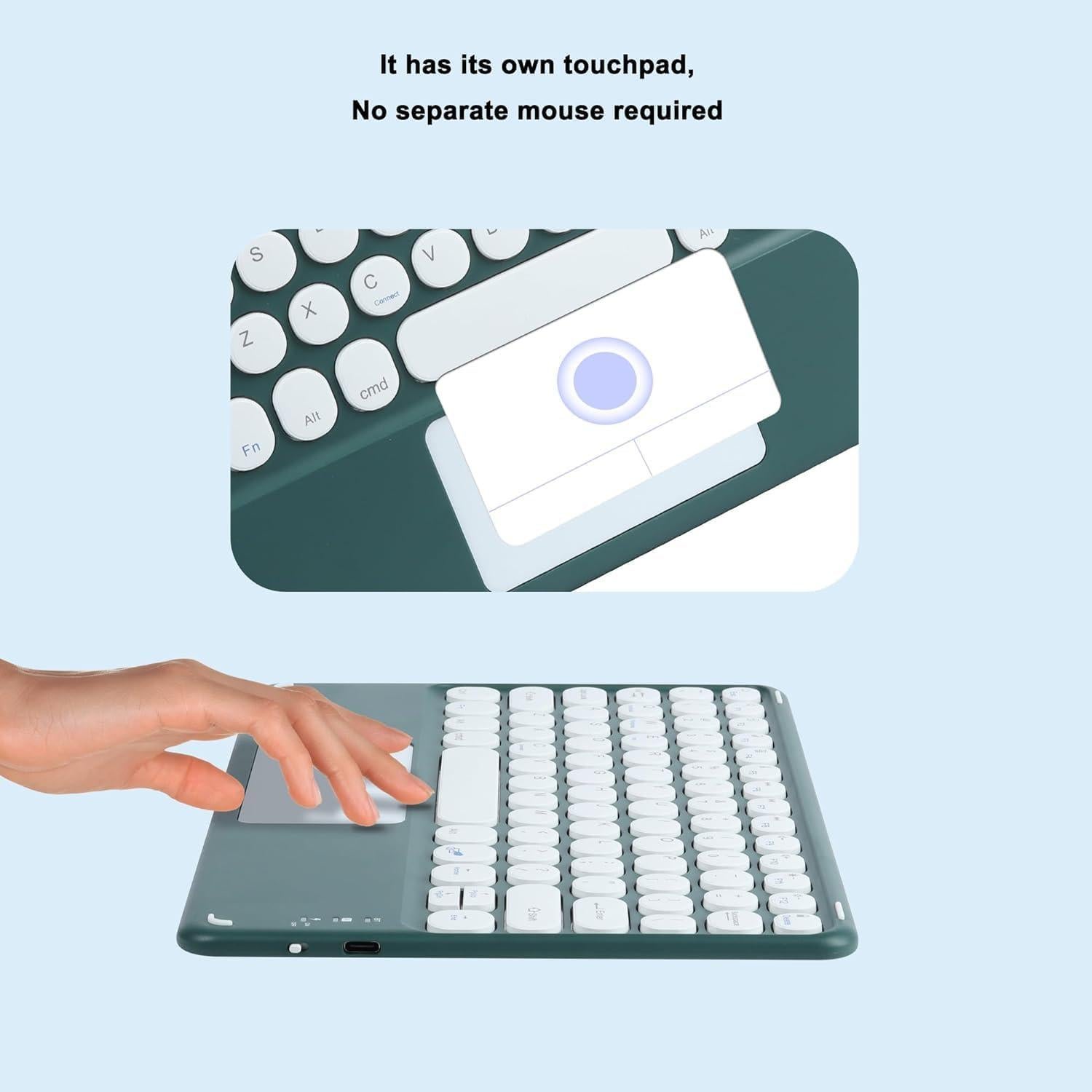 Teclado Inalámbrico Bluetooth KUYHRF con Touchpad Verde Oscuro