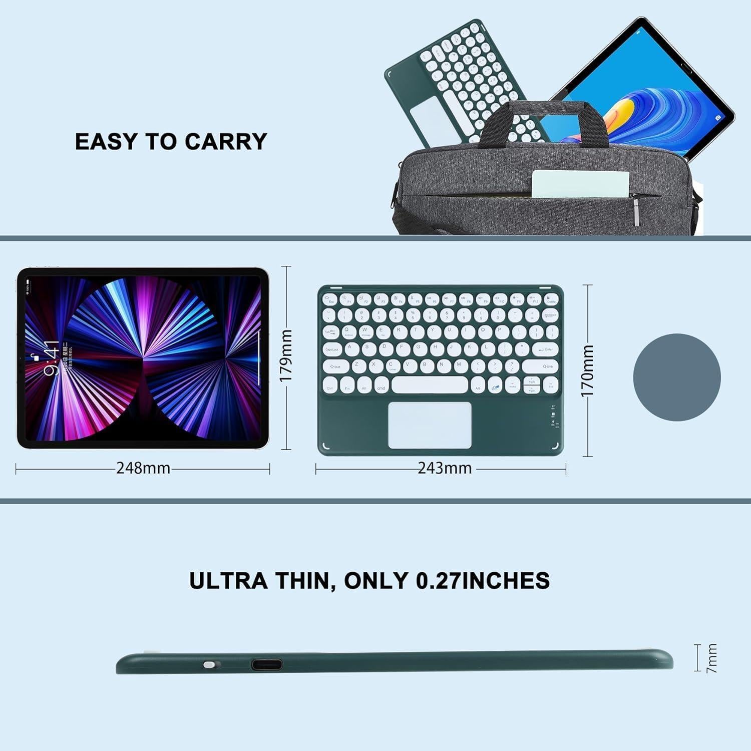 Teclado Inalámbrico Bluetooth KUYHRF con Touchpad Verde Oscuro