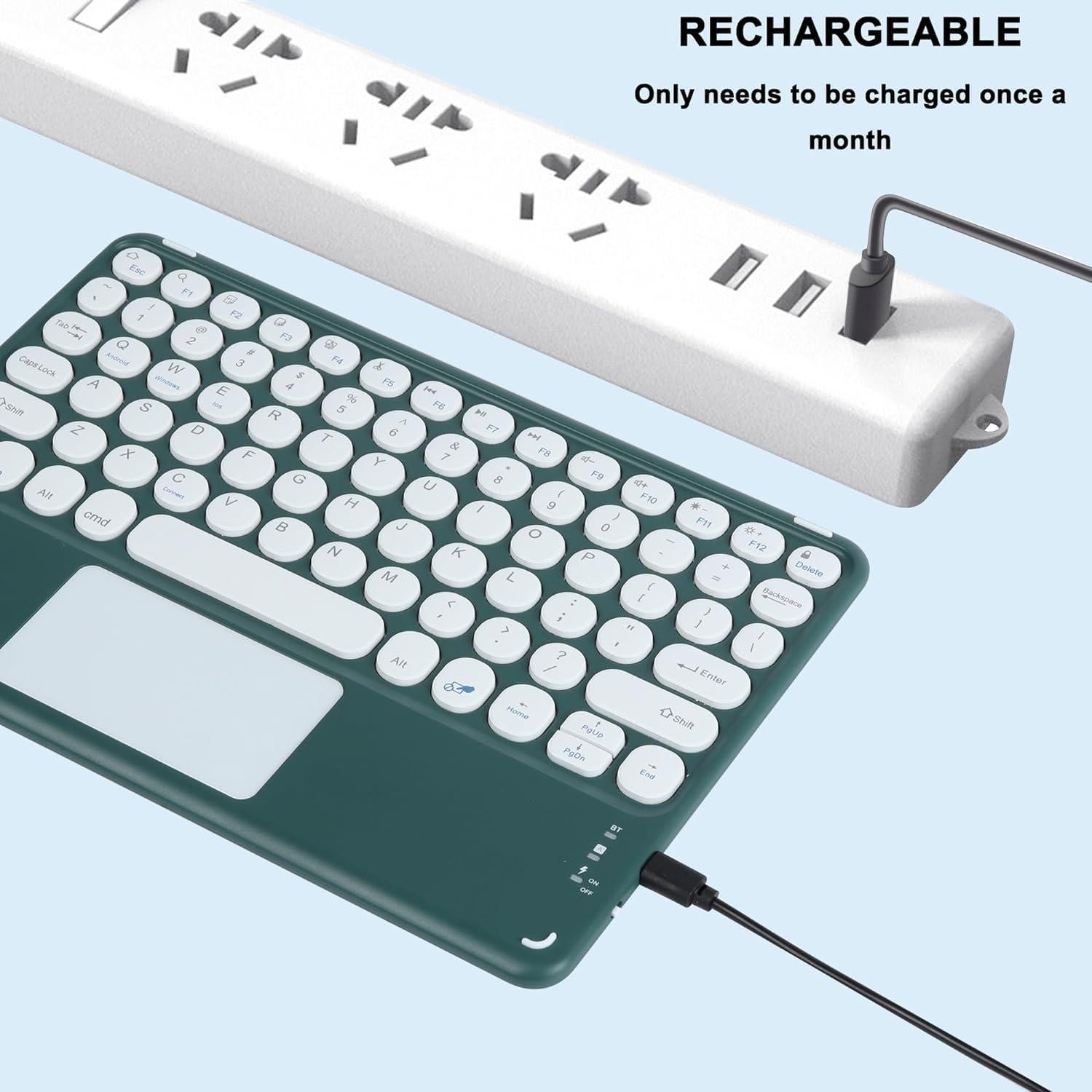 Teclado Inalámbrico Bluetooth KUYHRF con Touchpad Verde Oscuro